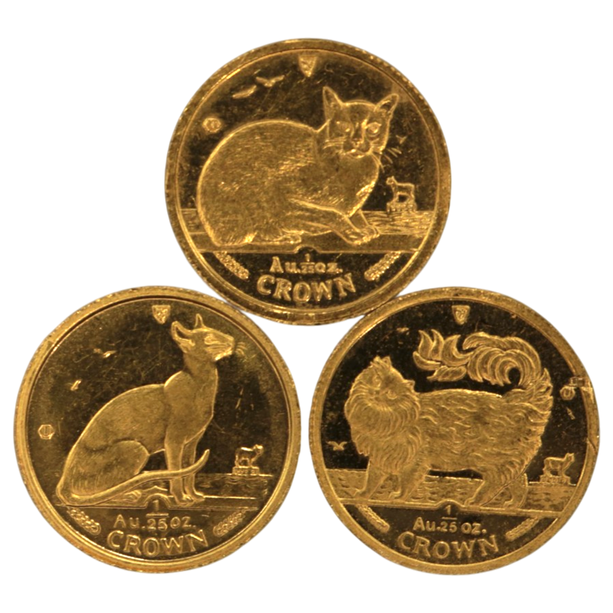 【ジャンク】 マン島 1/25oz金貨 キャット 3枚セット