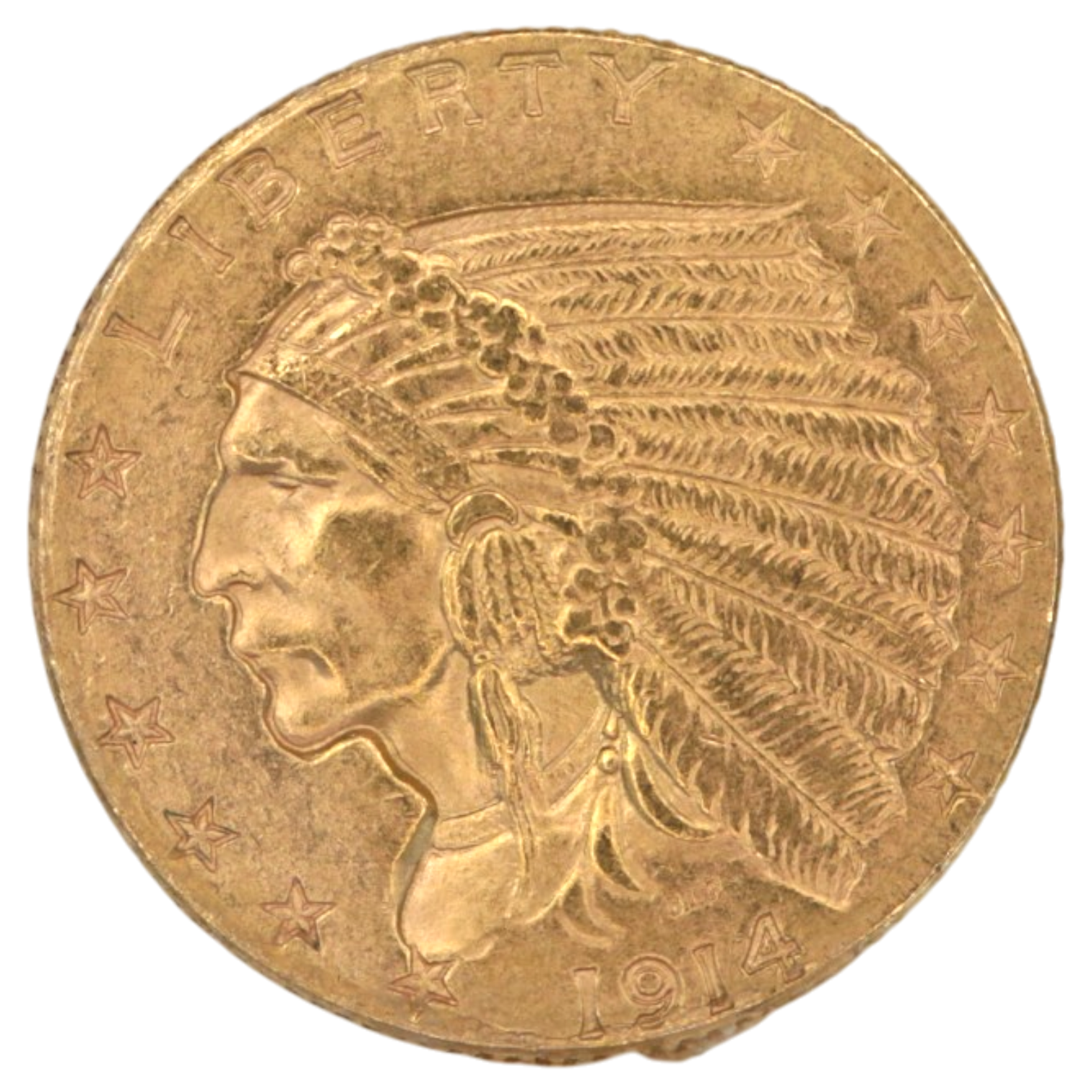 アメリカ 2.5ドル金貨 1914年 デンバー鋳 インディアン