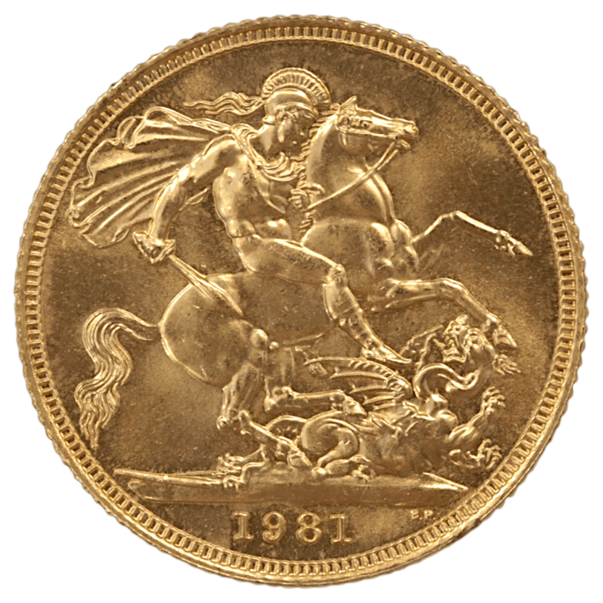イギリス ソヴリン金貨 1981年 ロンドン鋳 エリザベス2世 聖ジョージの竜退治 - NJ BUYER'S MARKETPLACE
