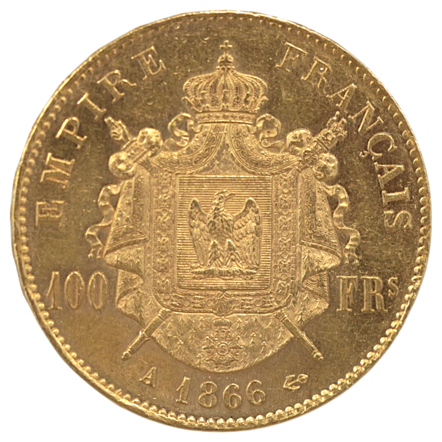フランス 100フラン金貨 1866年 パリ鋳 ナポレオン3世 有冠