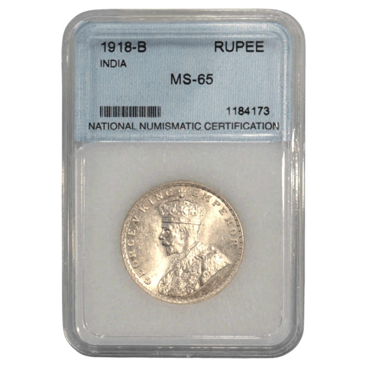 インド 1ルピー銀貨 1913年 ジョージ5世 NNC MS65 - NJ BUYER'S MARKETPLACE