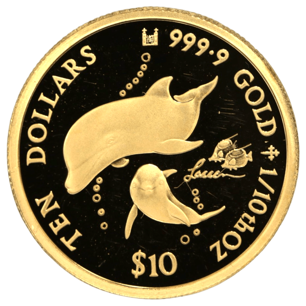 クック島 10ドル金貨 1999年 イルカ - NJ BUYER'S MARKETPLACE
