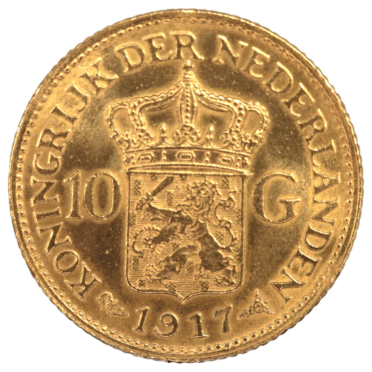 オランダ 10グルテン金貨 1917年 ウィルヘルミナ