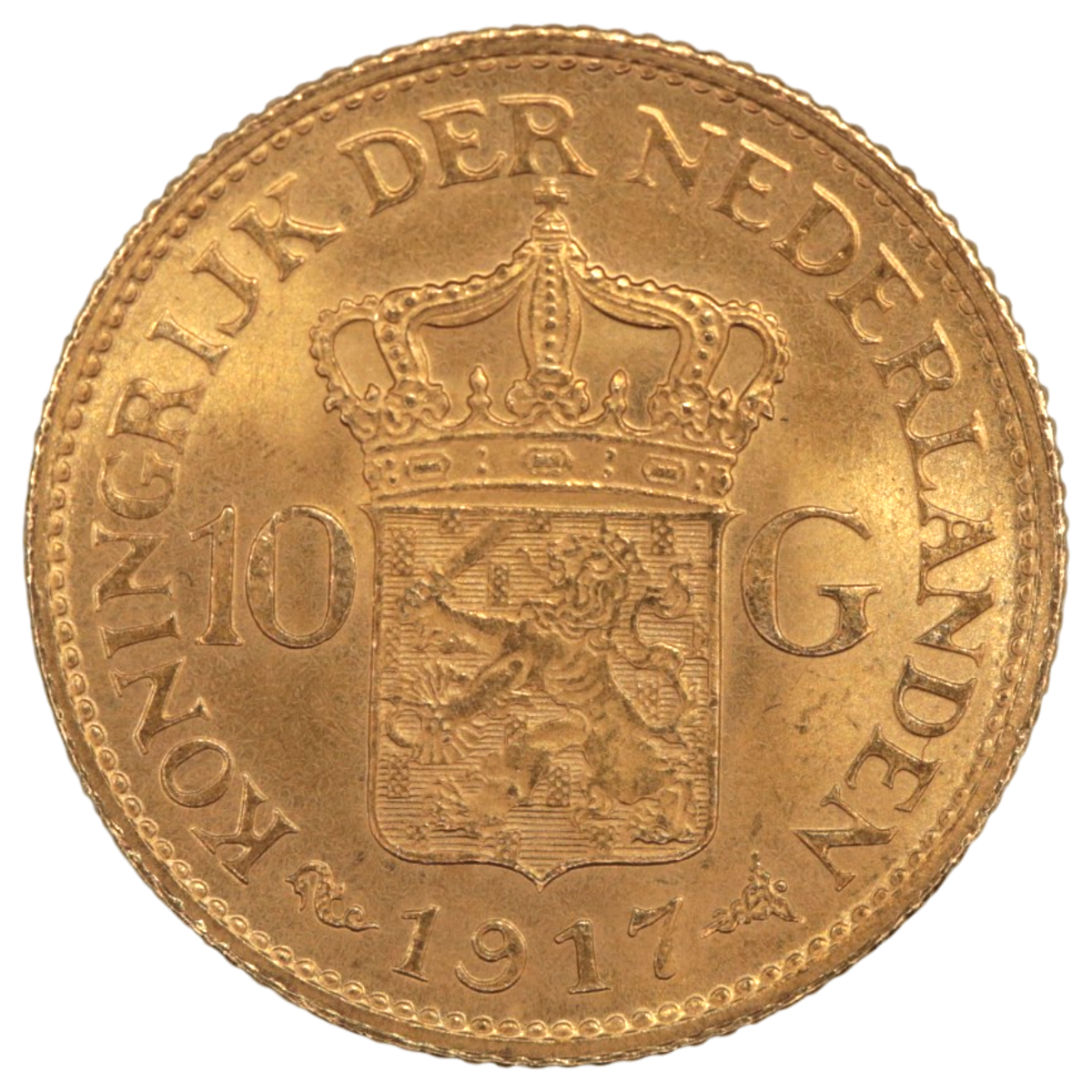 オランダ 10グルテン金貨 1917年 ウィルヘルミナ