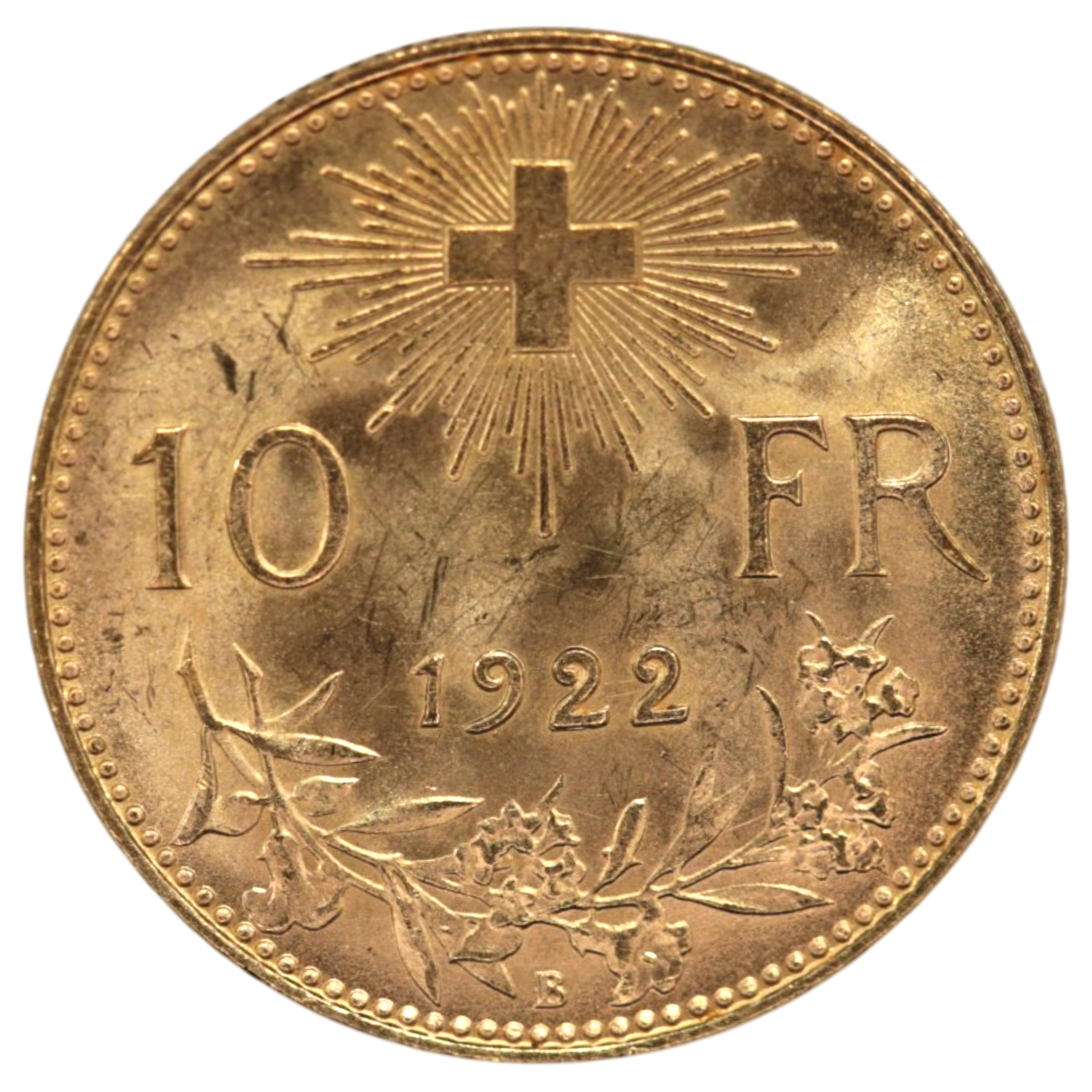 スイス 10フラン金貨 1922年 ヘルヴェティア
