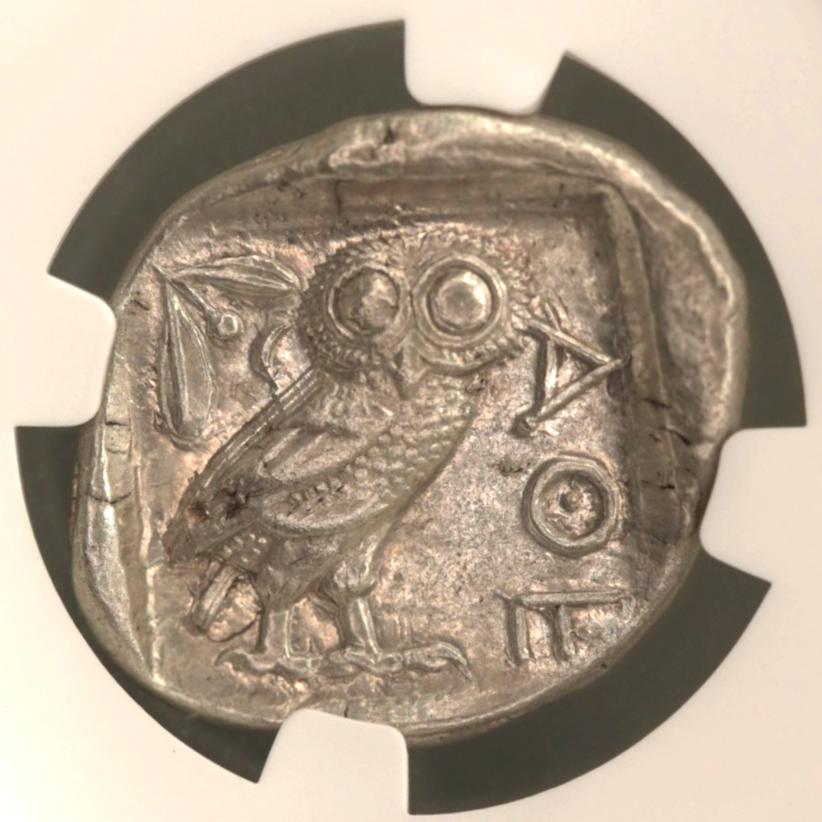 アテナイ テトラドラクマ銀貨 前440~前404年頃 コキンメフクロウ NGC AU 5/5 4/5