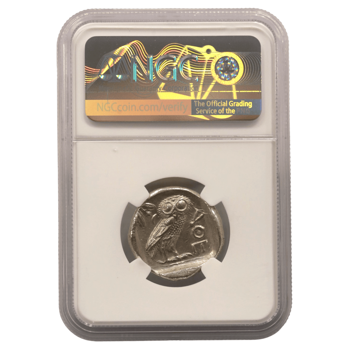 アテナイ テトラドラクマ銀貨 前440~前404年頃 コキンメフクロウ NGC MS 5/5 3/5 - NJ BUYER'S MARKETPLACE