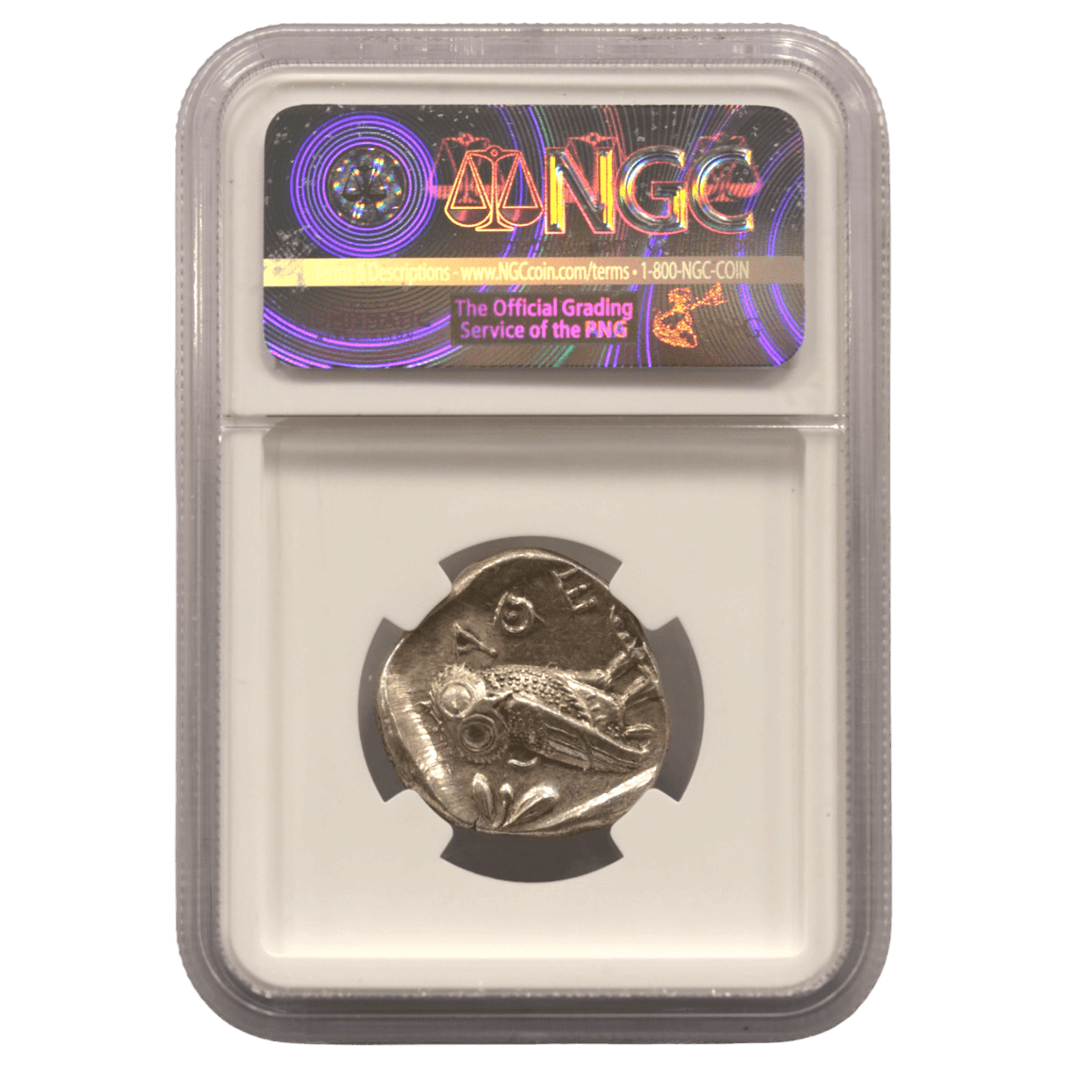 アテナイ テトラドラクマ銀貨 コキンメフクロウ NGC MS 5/5 4/5 - NJ BUYER'S MARKETPLACE