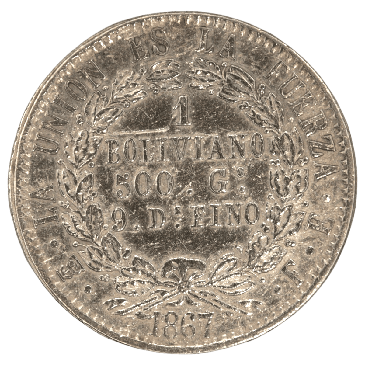 ボリビア 1ボリビアーノ銀貨 1867年 - NJ BUYER'S MARKETPLACE