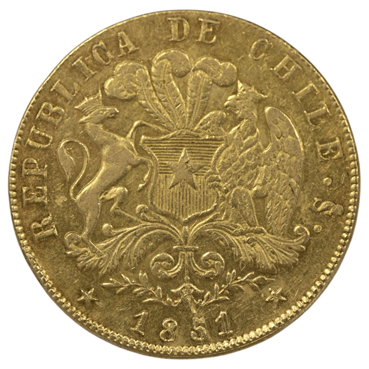 チリ 8エスクード金貨 1851年 リバティ - NJ BUYER'S MARKETPLACE