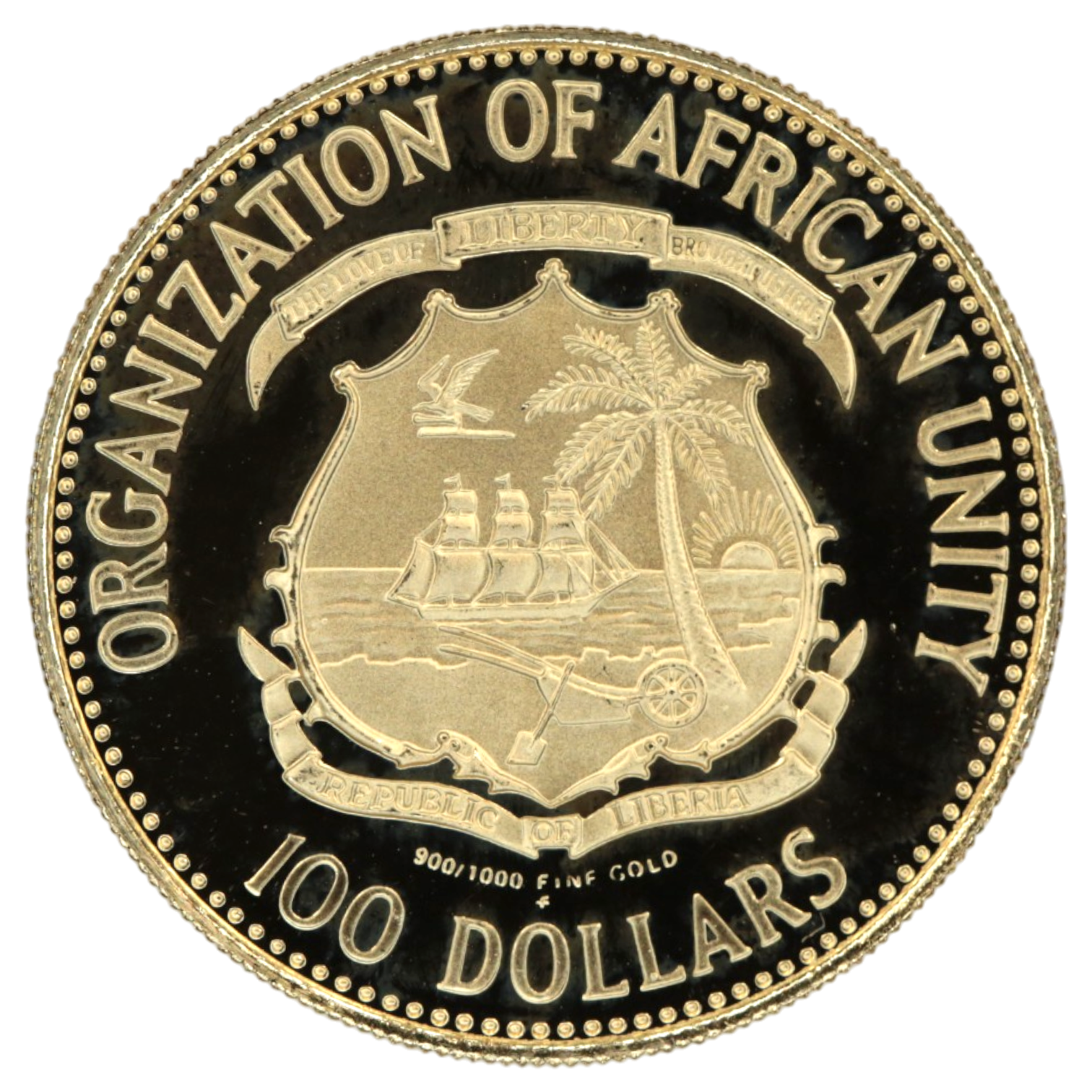 リベリア 100ドル金貨 1979年 象