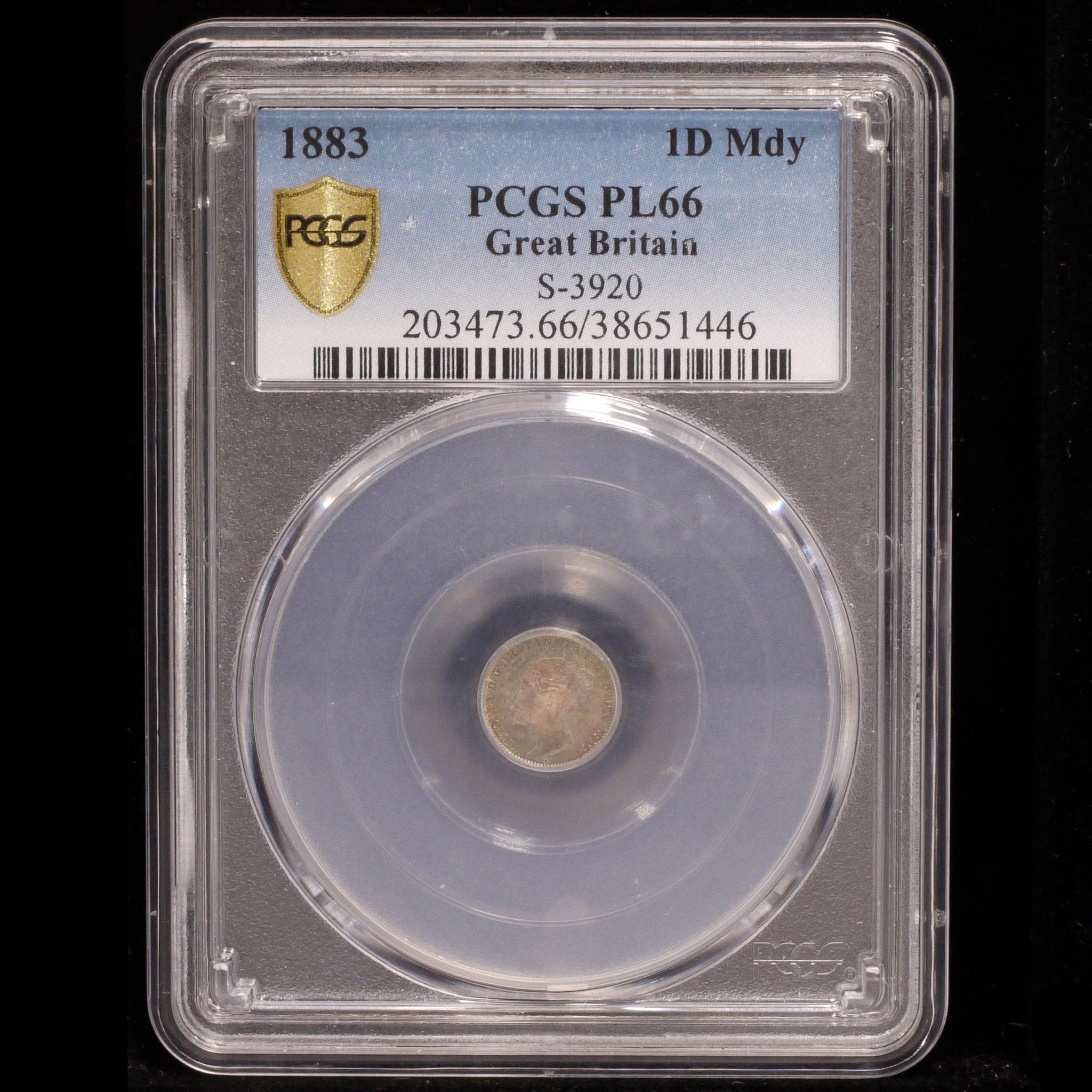 イギリス 1ペンス銀貨 1883年 ヴィクトリア モーンディ PCGS PL66 レインボートン - NJ BUYER'S MARKETPLACE