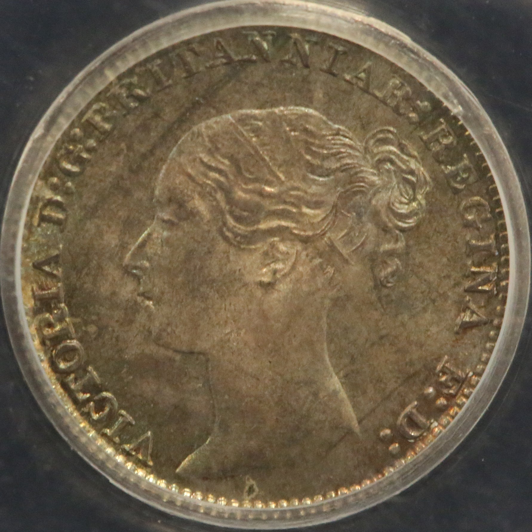 イギリス 1ペンス銀貨 1883年 ヴィクトリア モーンディ PCGS PL66 レインボートン - NJ BUYER'S MARKETPLACE