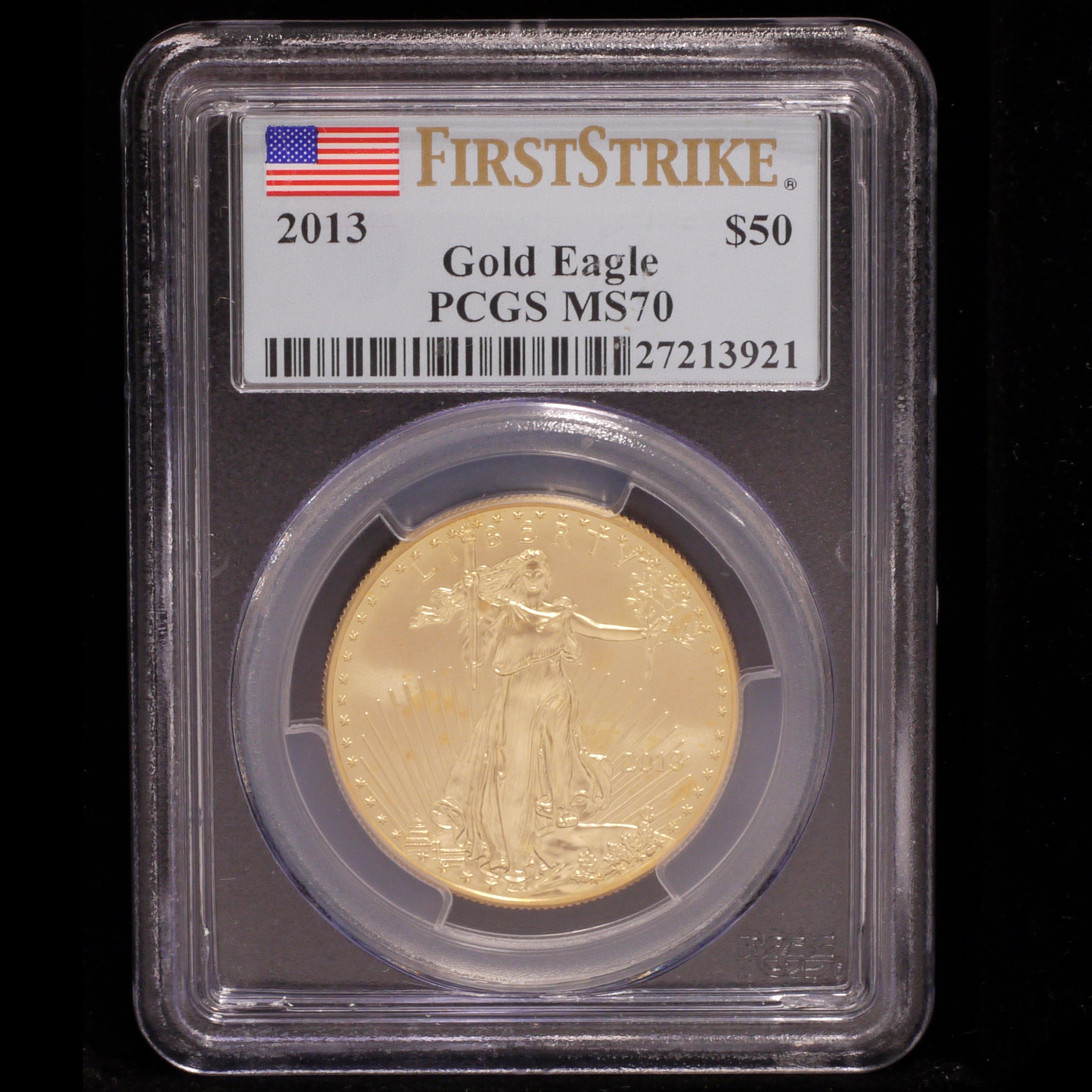 US -50 dollar gold coin 2013 Eagle PCGS MS70 FIRST STRIKE highest appraisal