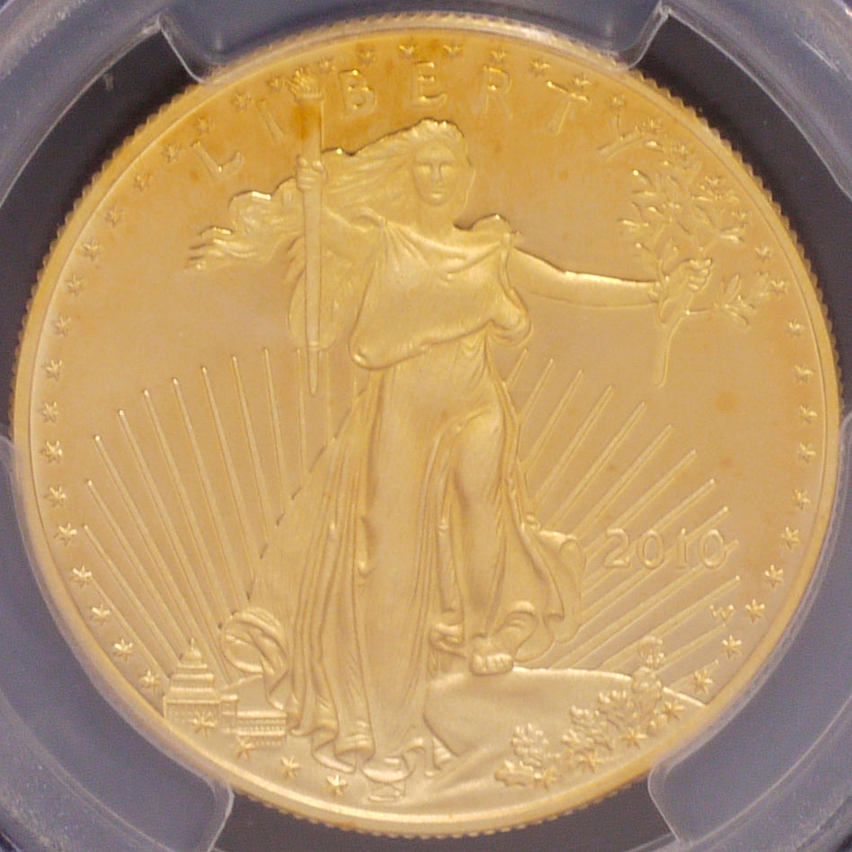 US 50 $ 50金幣2010 Eagle PCGS PR70深色客串是最高評估