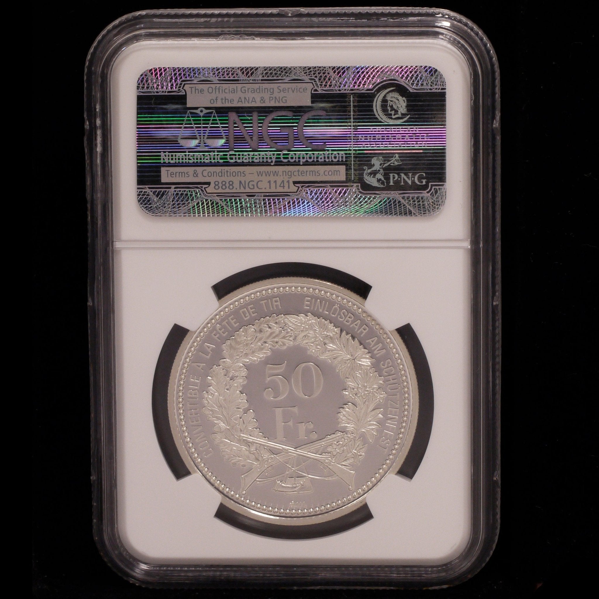 スイス 50フラン銀貨 2008年 射撃祭 NGC PF69 ULTRA CAMEO - NJ BUYER'S MARKETPLACE