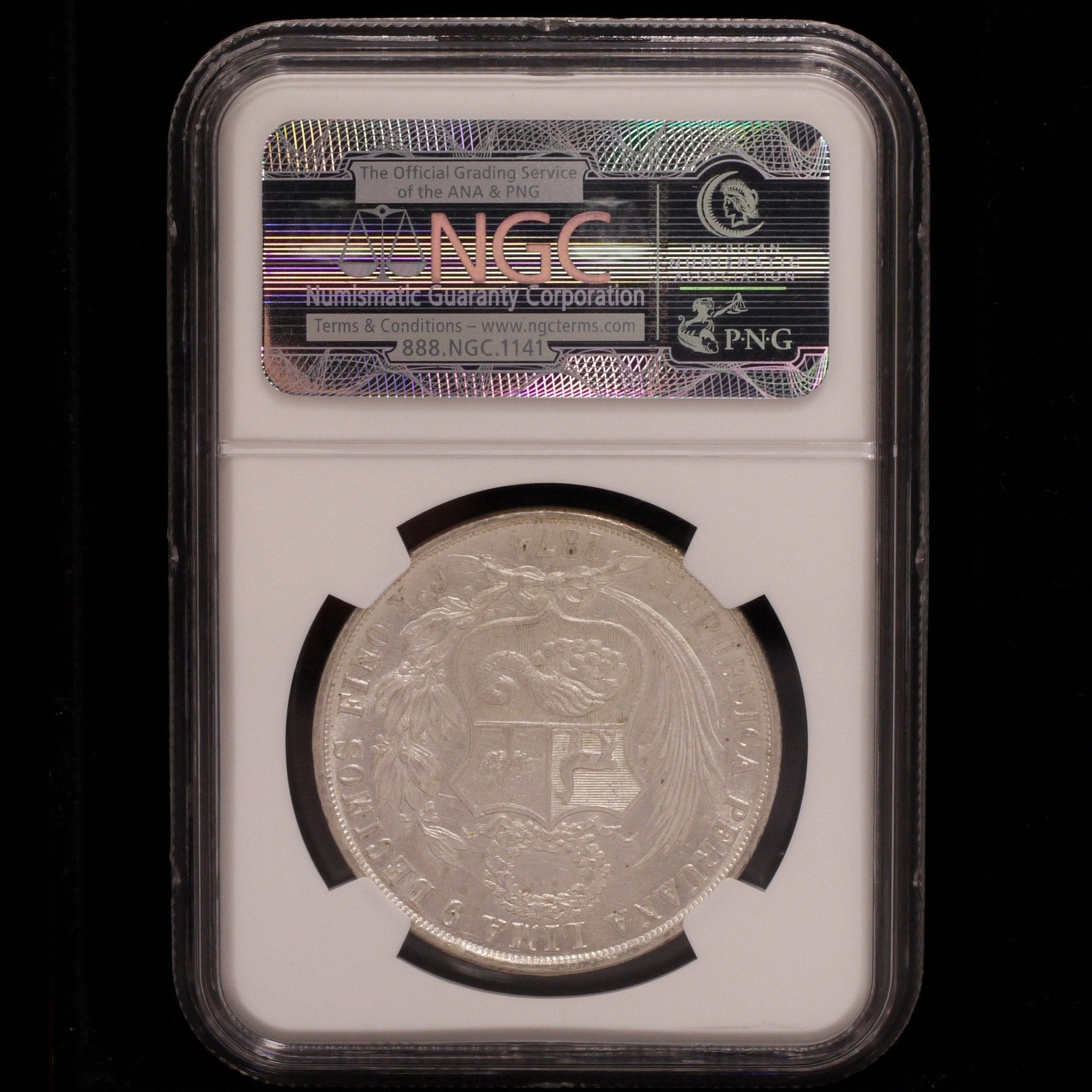 ペルー ソル銀貨 1874年 リバティ NGC UNC DETAILS - NJ BUYER'S MARKETPLACE