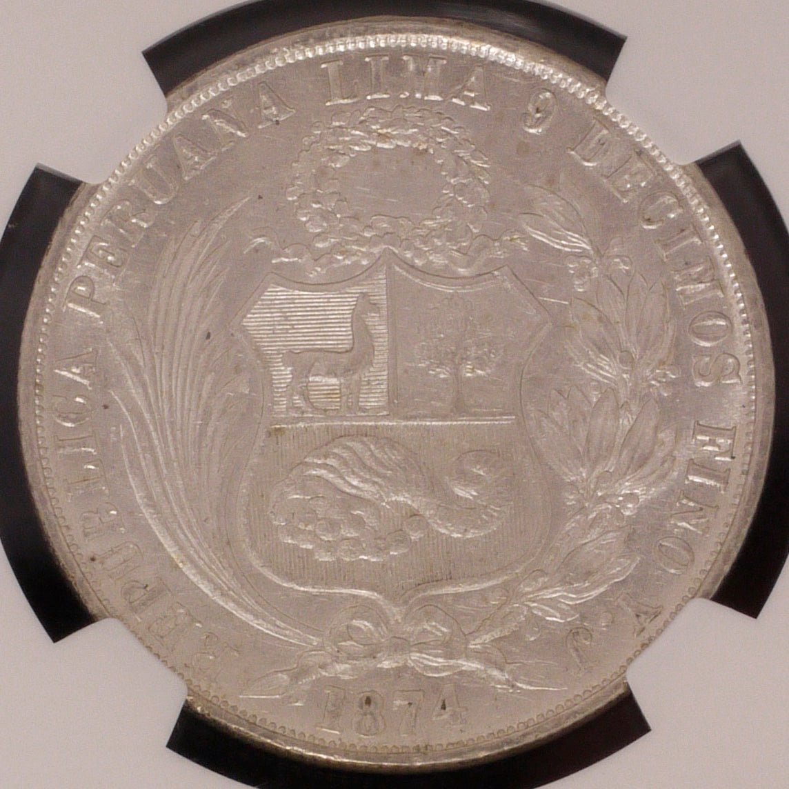 ペルー ソル銀貨 1874年 リバティ NGC UNC DETAILS - NJ BUYER'S MARKETPLACE