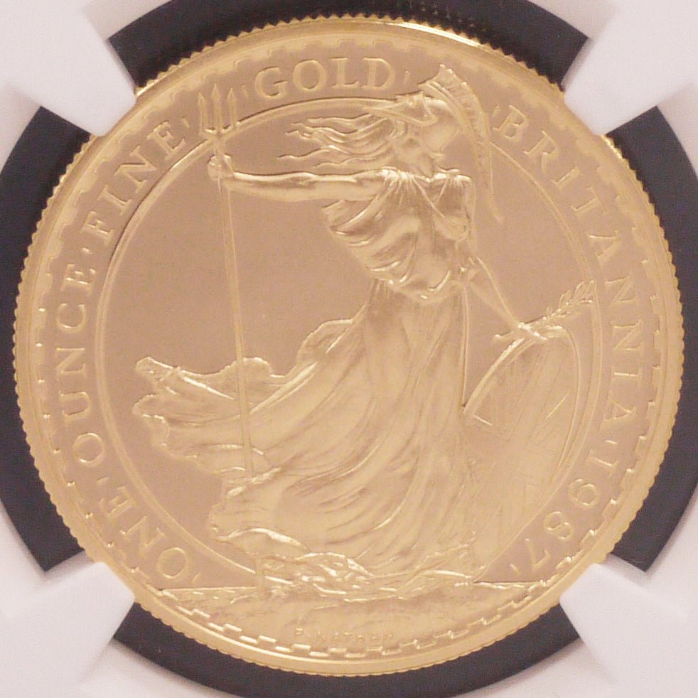 イギリス 100ポンド金貨 1987年 ブリタニア NGC PF69 ULTRA CAMEO - NJ BUYER'S MARKETPLACE