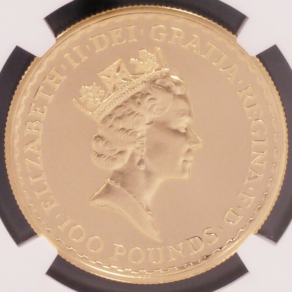 イギリス 100ポンド金貨 1987年 ブリタニア NGC PF69 ULTRA CAMEO - NJ BUYER'S MARKETPLACE