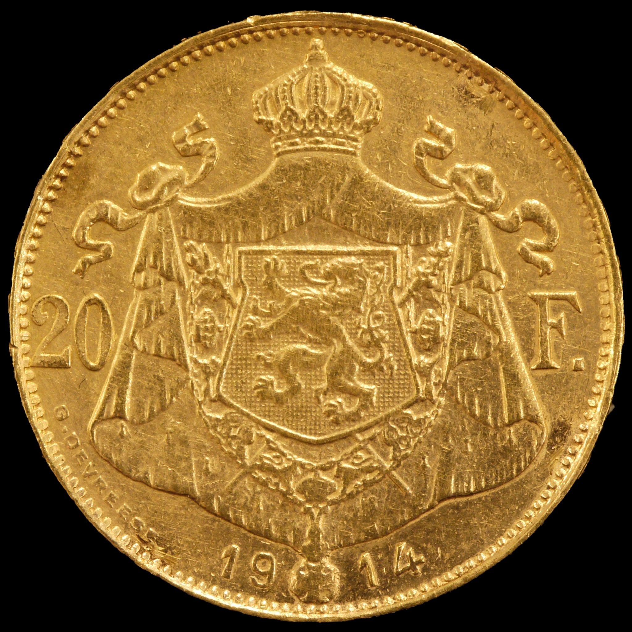 ベルギー 20フラン金貨 1914年 アルベール1世 - NJ BUYER'S MARKETPLACE