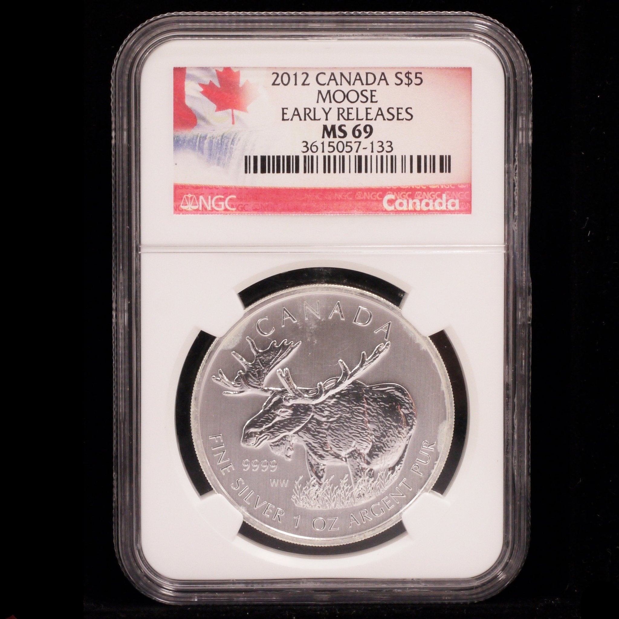 カナダ 5ドル銀貨 2012年 ムース NGC MS69 EARLY RELEASE - NJ BUYER'S MARKETPLACE