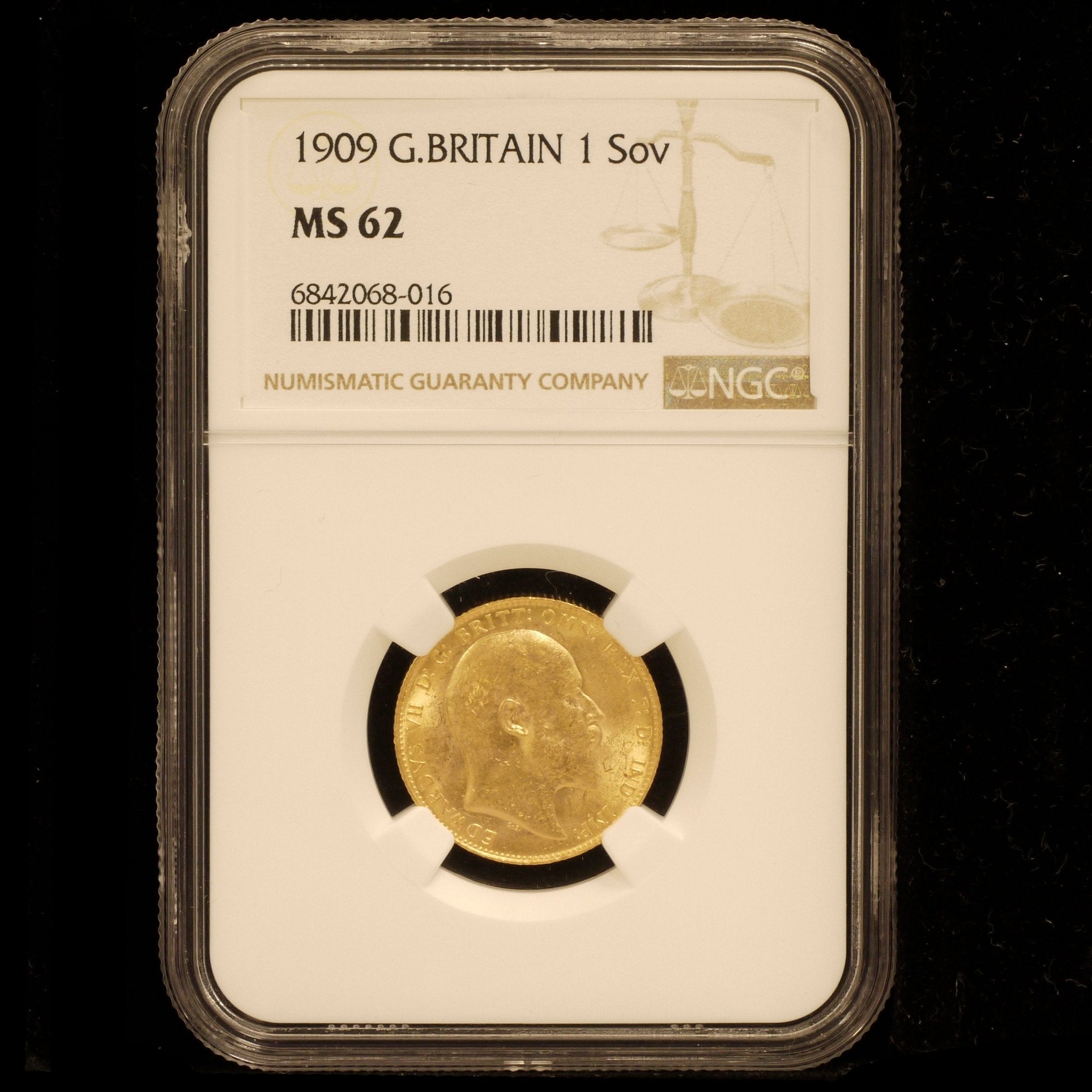 イギリス ソヴリン金貨 1909年 エドワード7世 NGC MS62 - NJ BUYER'S MARKETPLACE