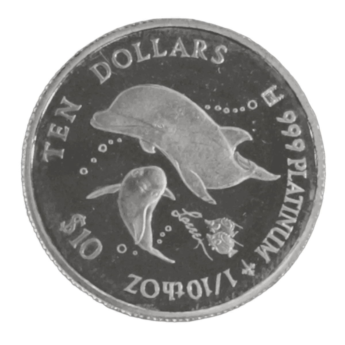 クック島 10ドルプラチナ貨 1999年 イルカ エリザベス2世 - NJ BUYER'S MARKETPLACE