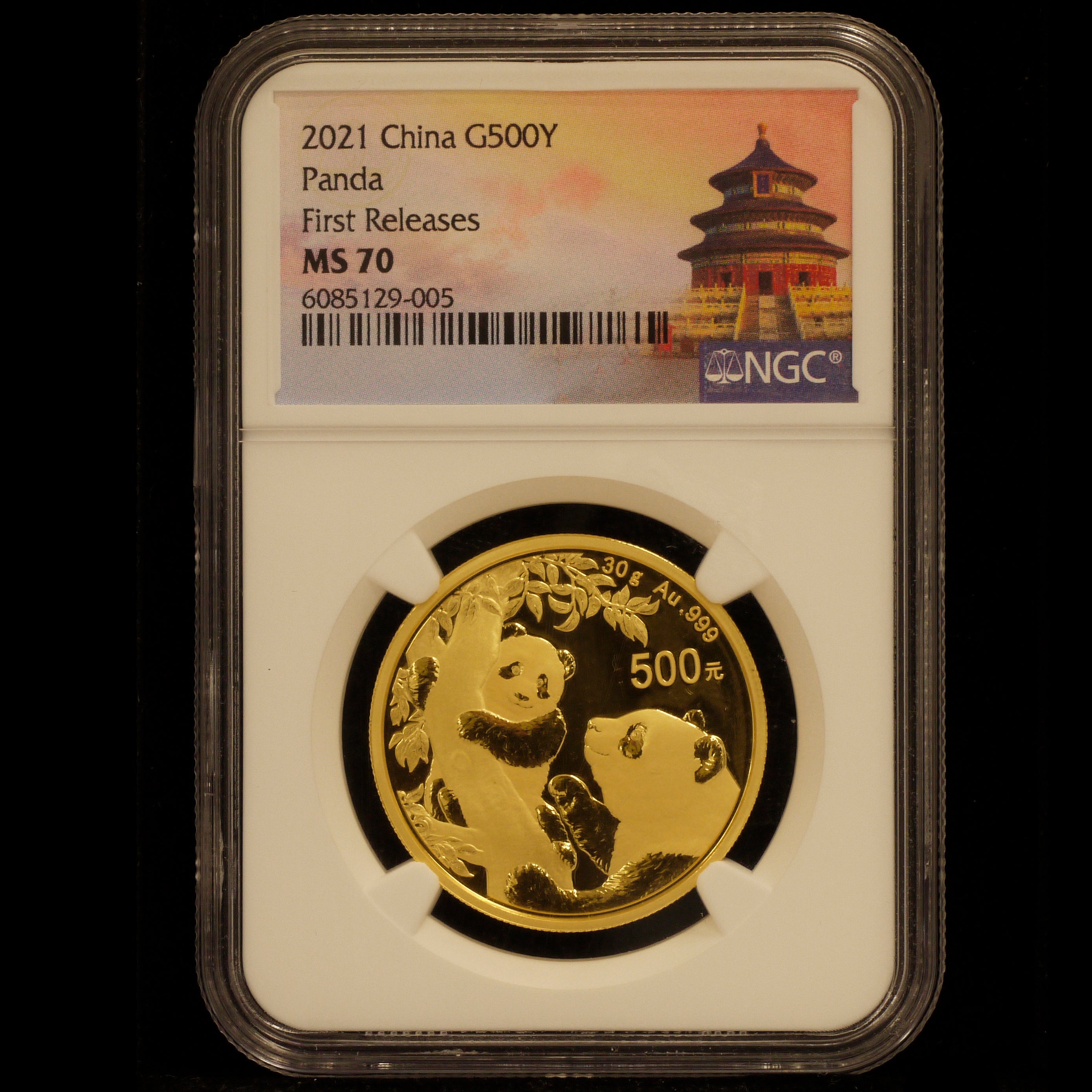 中国 500元金貨 2021 パンダ NGC MS70 First Releases 最高鑑定