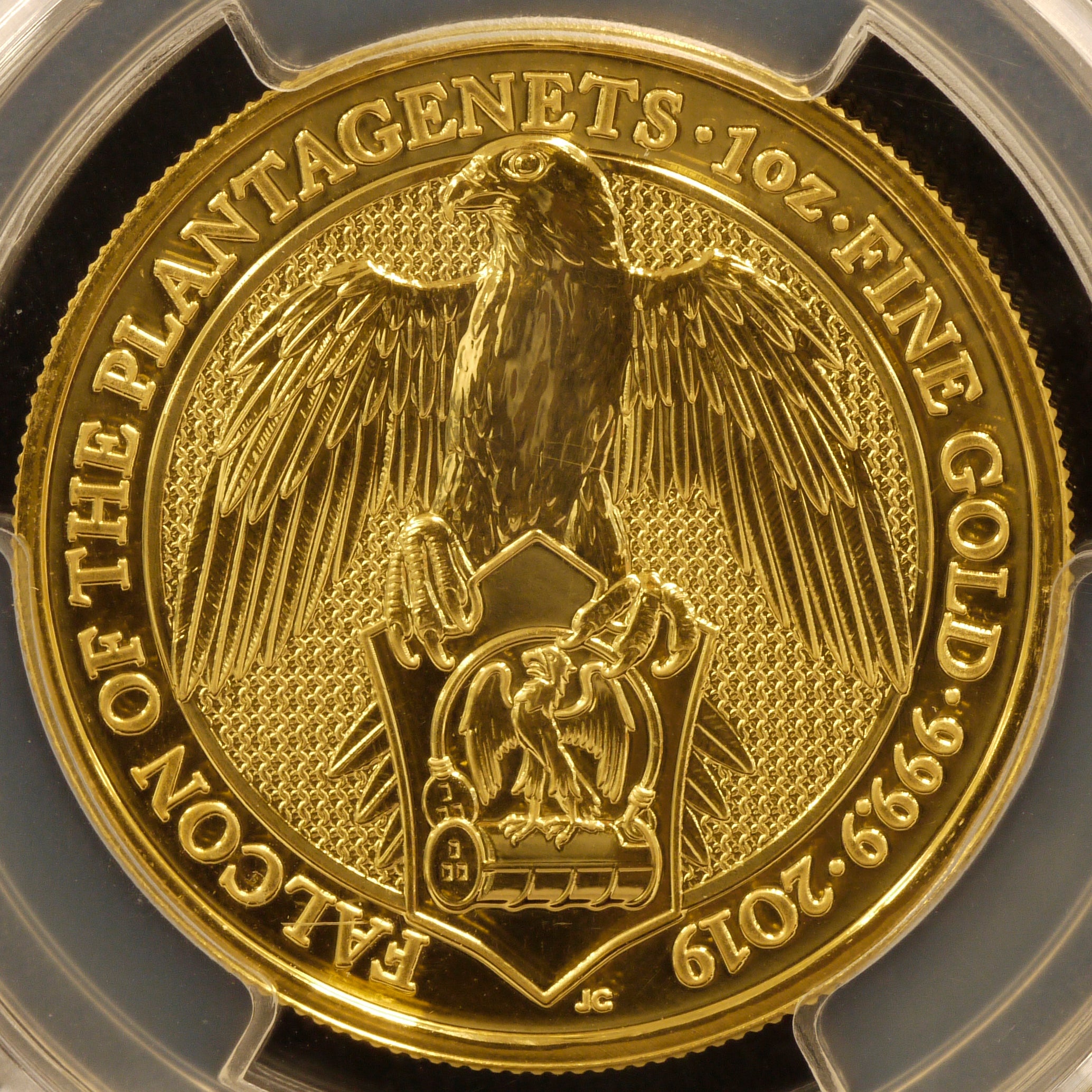 イギリス 100ポンド金貨 2019年 ファルコン PCGS MS70 最高鑑定