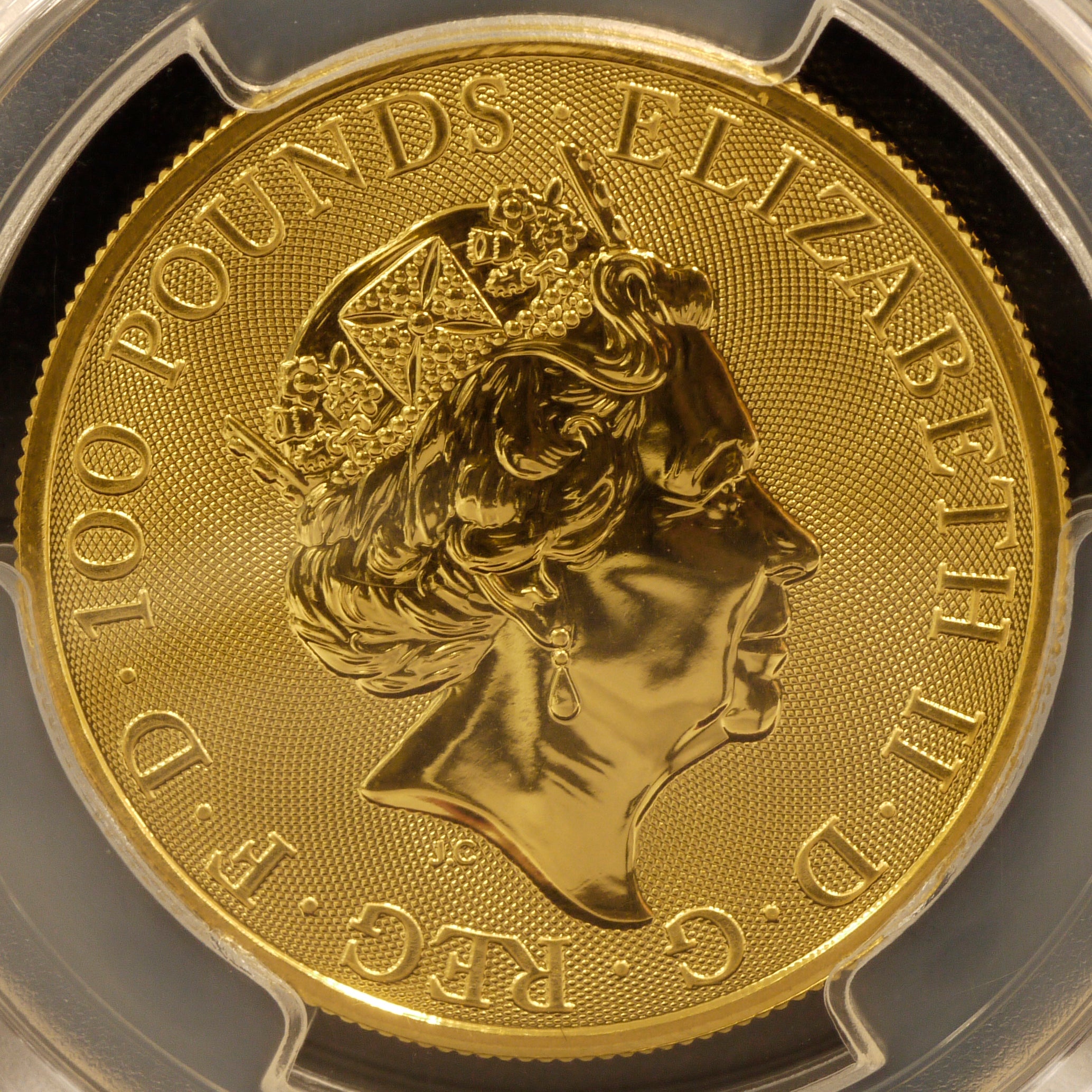 イギリス 100ポンド金貨 2019年 ファルコン PCGS MS70 最高鑑定