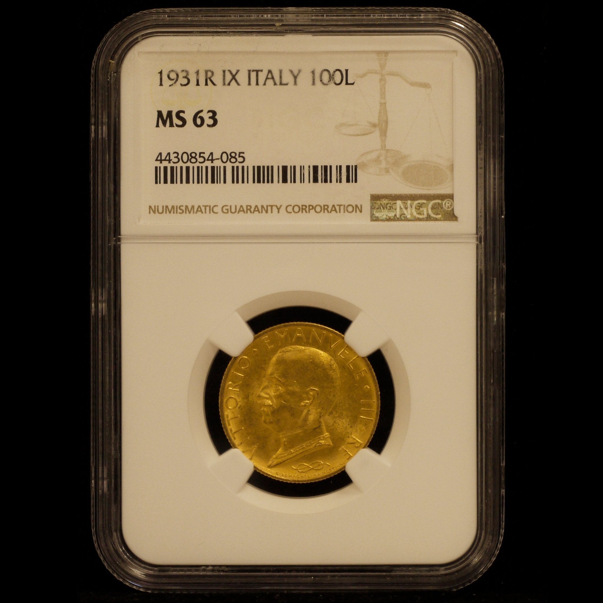 イタリア 100リレ金貨 1931年 ウィットーリオ・エマヌエーレ3世 NGC MS63 - NJ BUYER'S MARKETPLACE