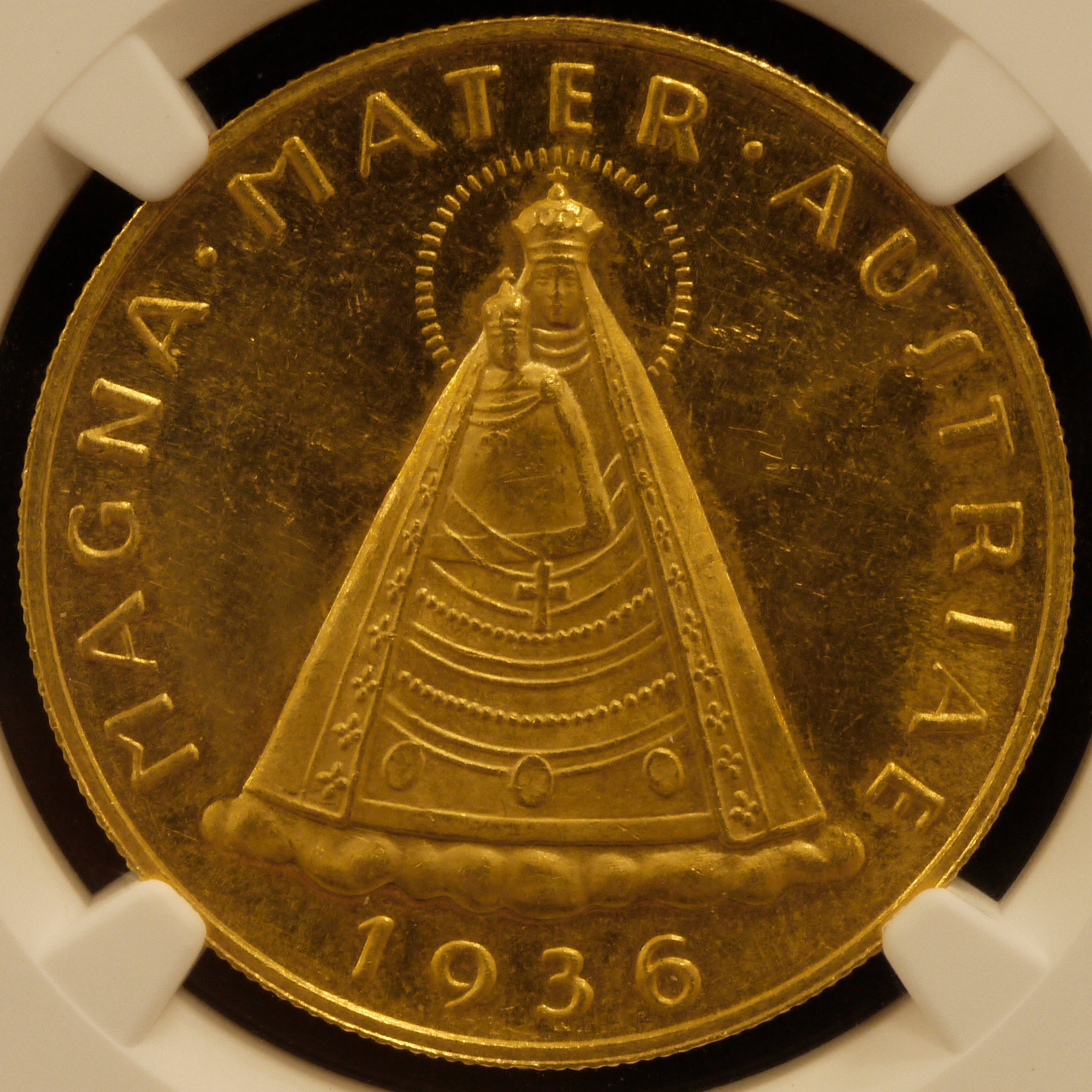 オーストリア 100シリング金貨 1936年 聖母子 NGC PL61