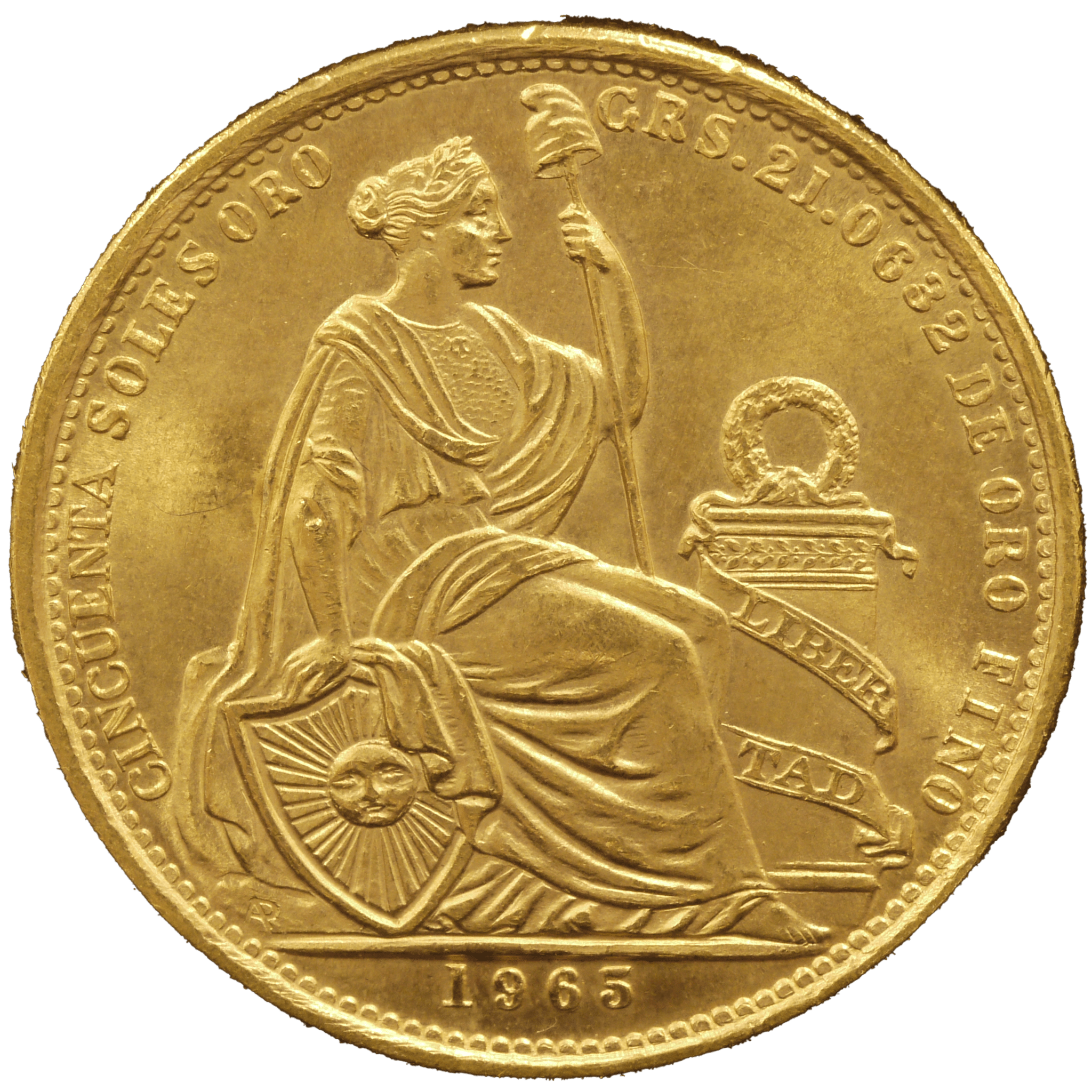 ペルー 50ソㇽ金貨 1965年 リバティ女神 - NJ BUYER'S MARKETPLACE