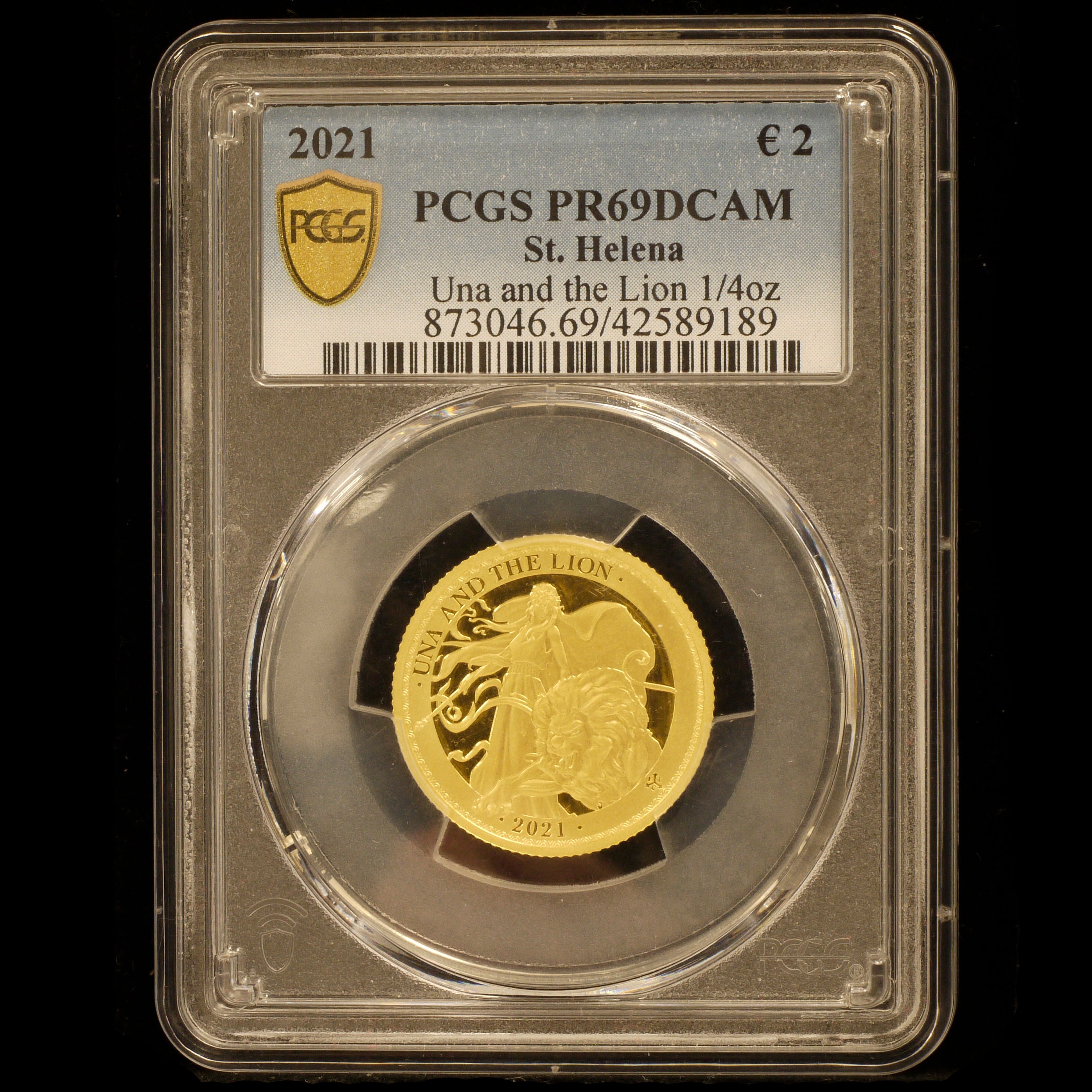 セントヘレナ島 2ポンド金貨 2021年 ウナとライオン PCGS PR69DCAM 最高鑑定品