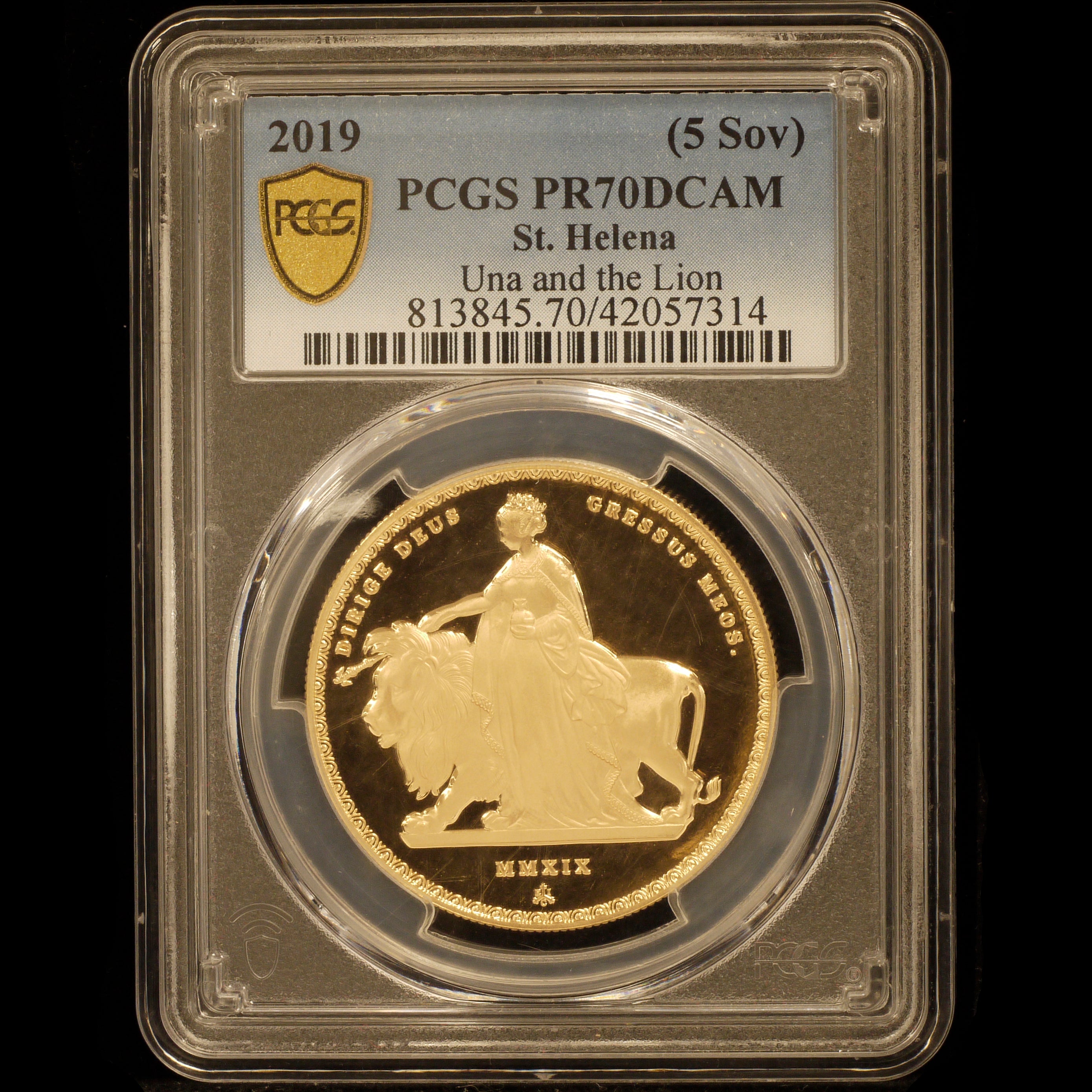 セントヘレナ島 5ポンド金貨 2019年 ウナとライオン PCGS PR70DCAM 最高鑑定品