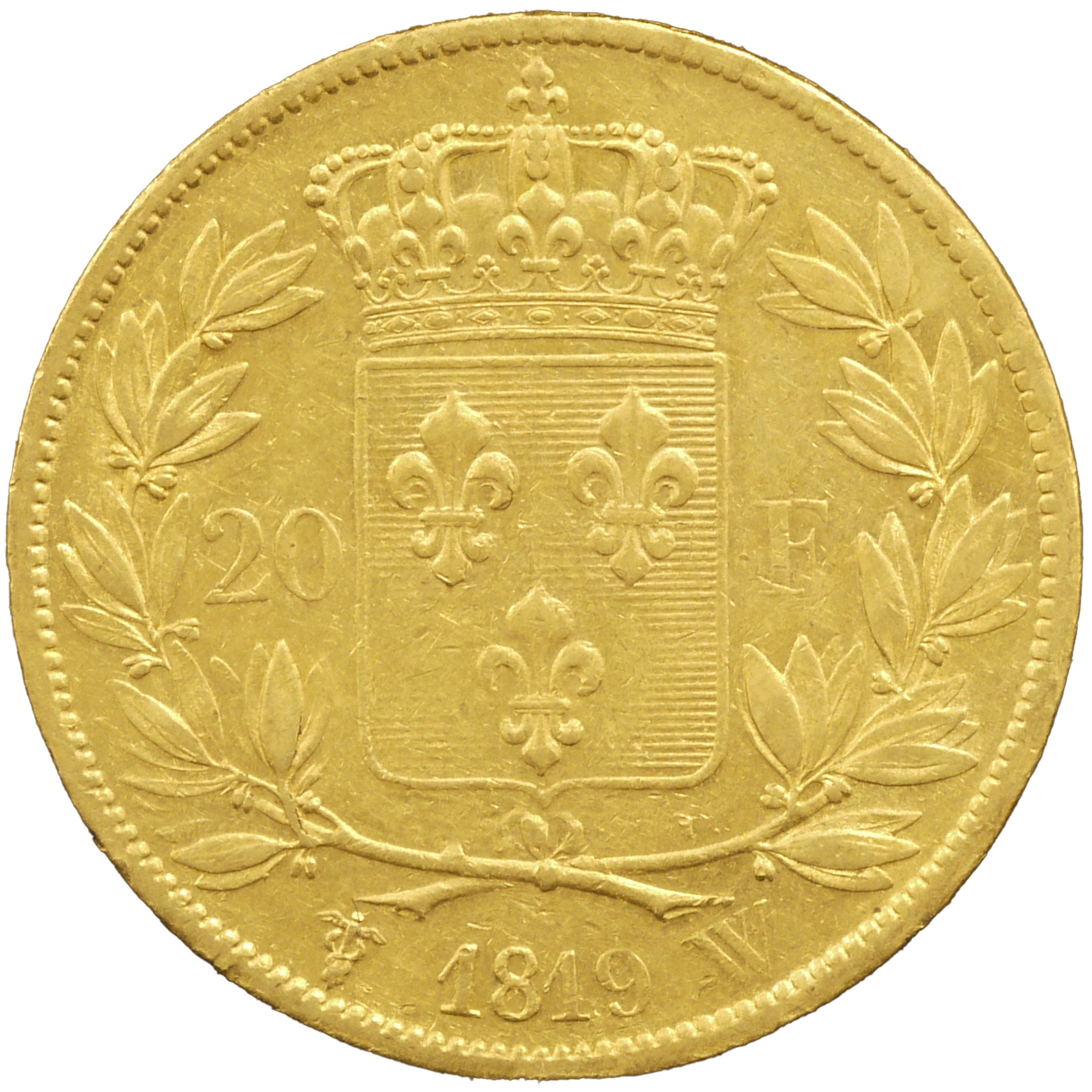 フランス 20フラン金貨 1819年 ルイ18世