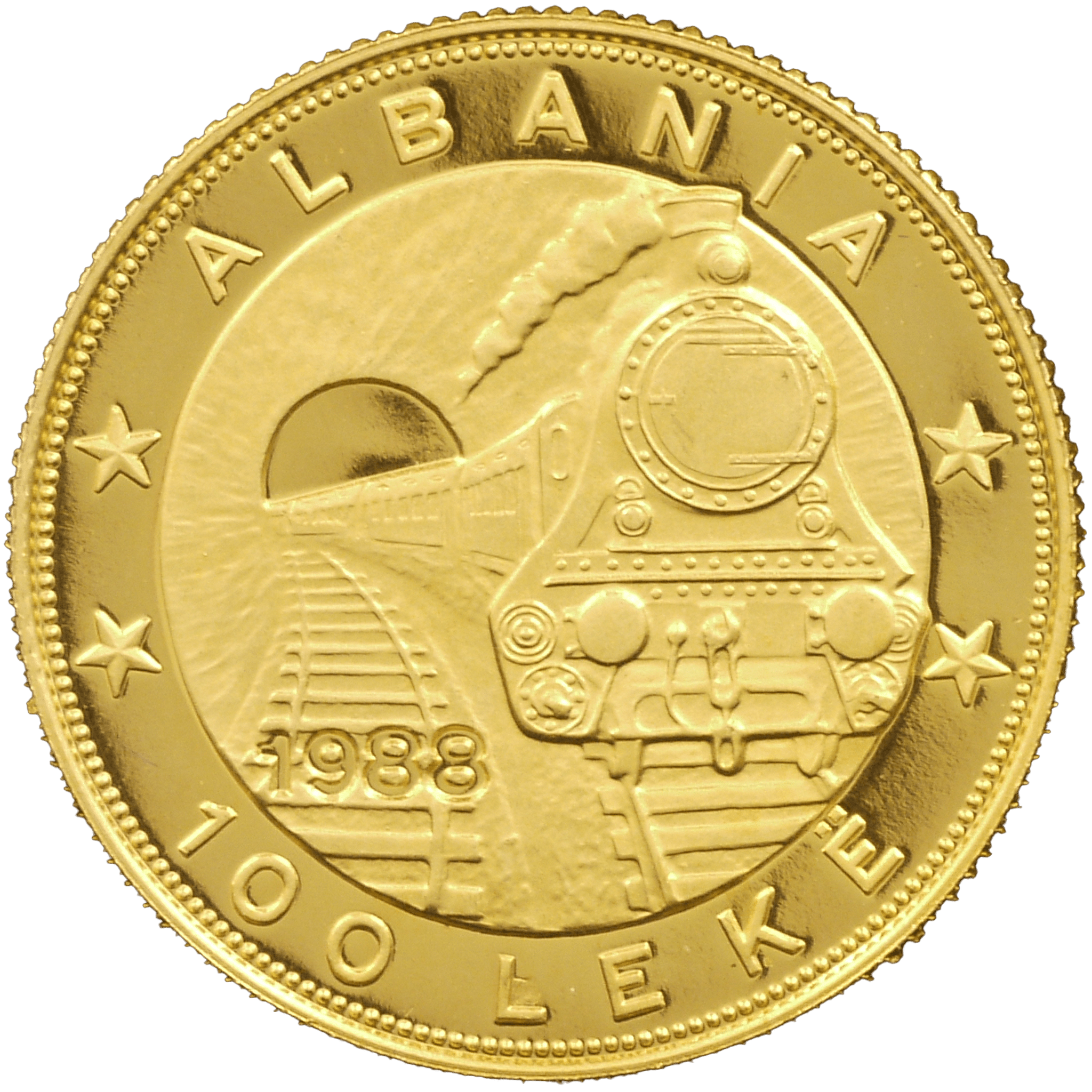アルバニア 100リケ金貨 1988年 鉄道風景 - NJ BUYER'S MARKETPLACE