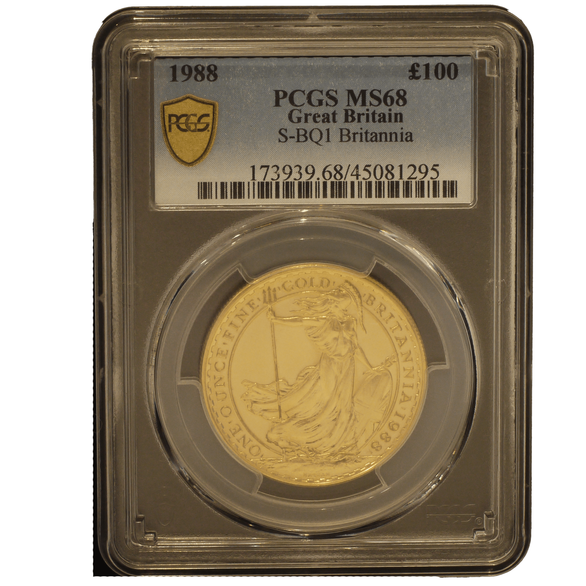 イギリス 100ポンド金貨 1988年 PCGS MS68 ブリタニア女神 - NJ BUYER'S MARKETPLACE