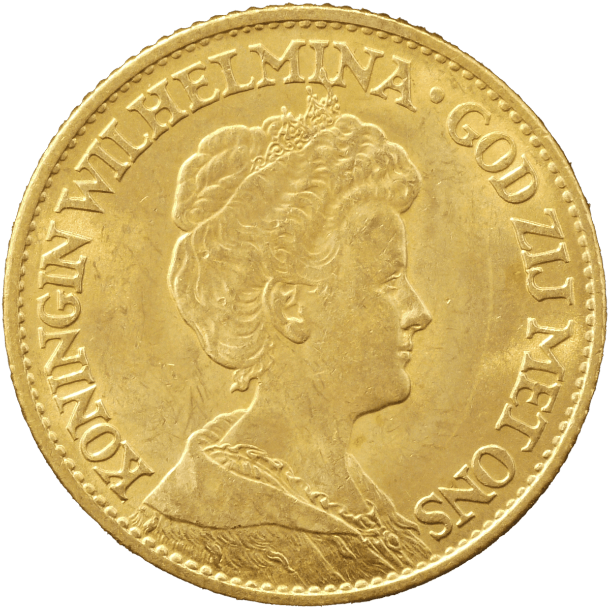 ウィルヘルミナ女王金貨 オランダ 10グルデン金貨 1913年 ウィルヘルミナ女王 第3肖像
