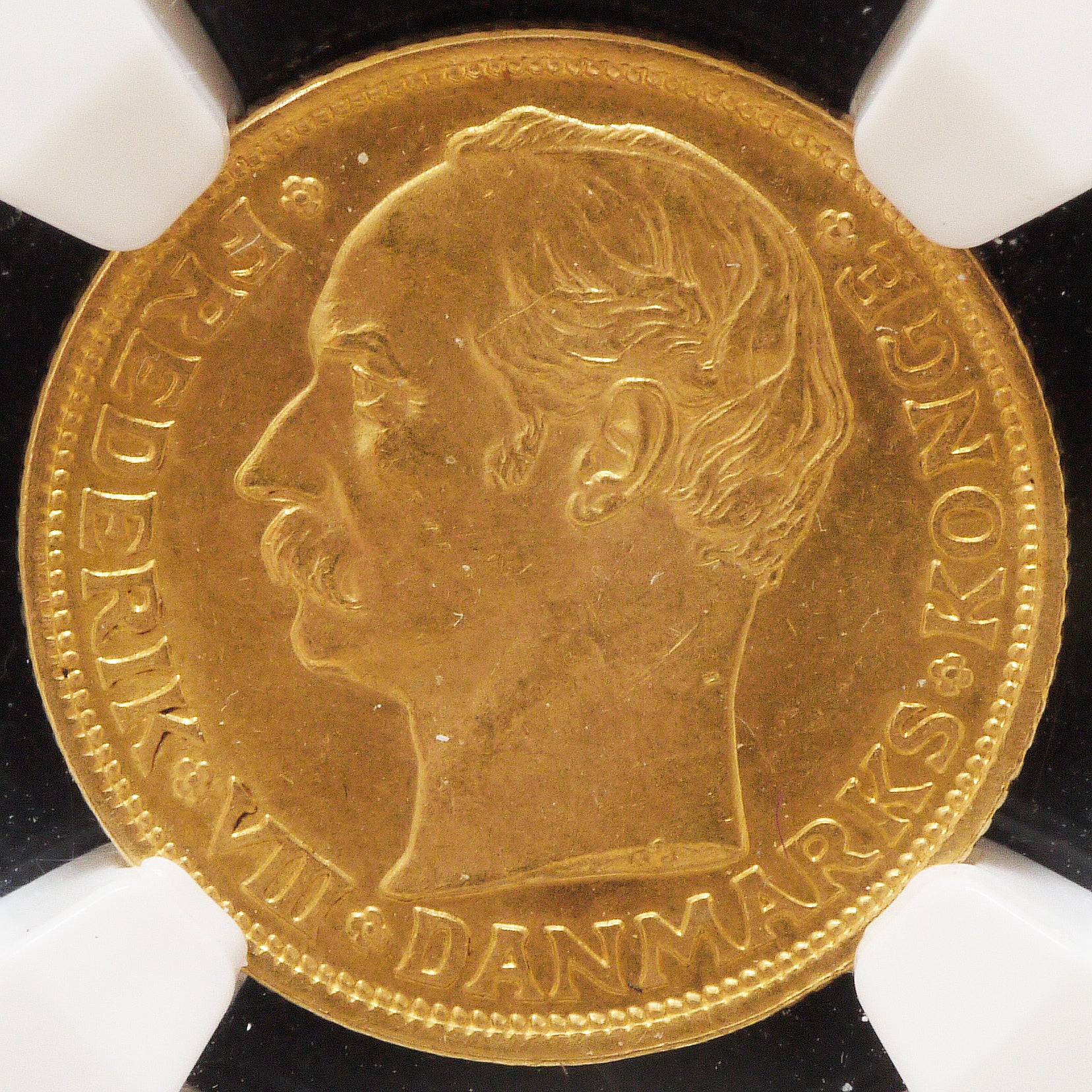 デンマーク 10クローネル金貨 1909年 NGC MS64 フレデリック8世 コペンハーゲン鋳