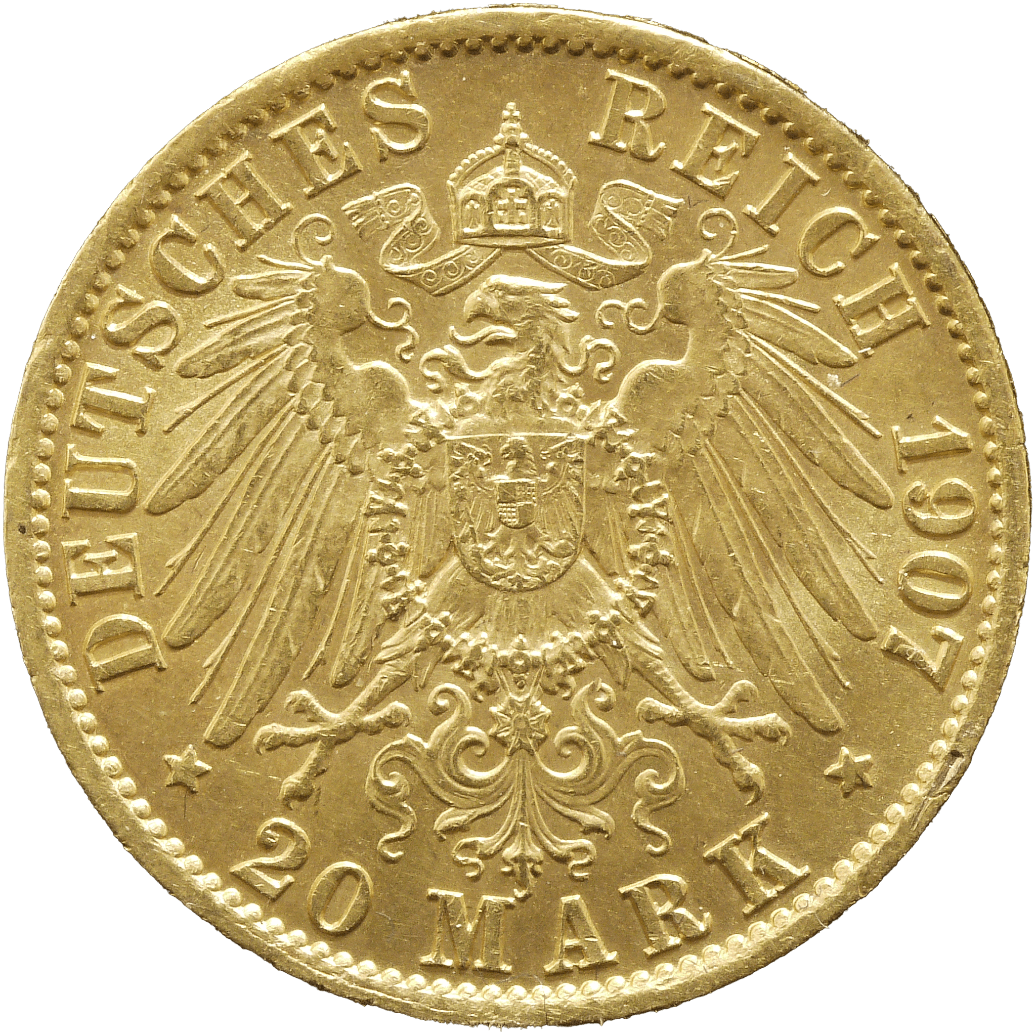 ドイツ 20マルク金貨 1907年 ヴィルヘルム2世 ベルリン鋳 - NJ BUYER'S MARKETPLACE