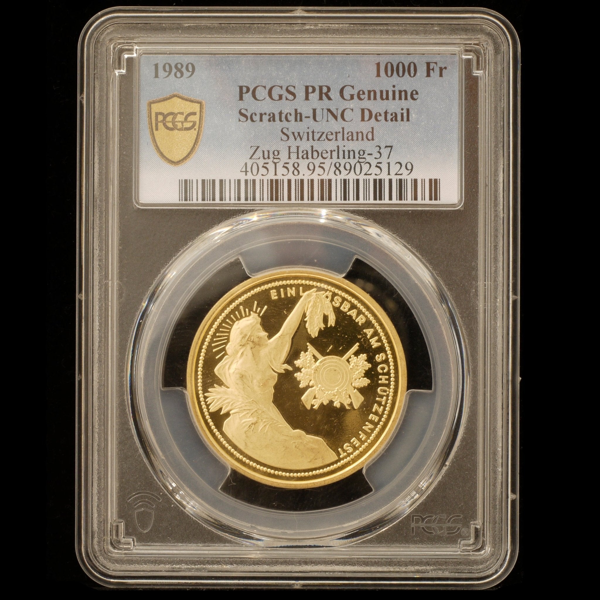 スイス 1000フラン金貨 1989年 射撃祭 PCGS UNC Details - NJ BUYER'S MARKETPLACE