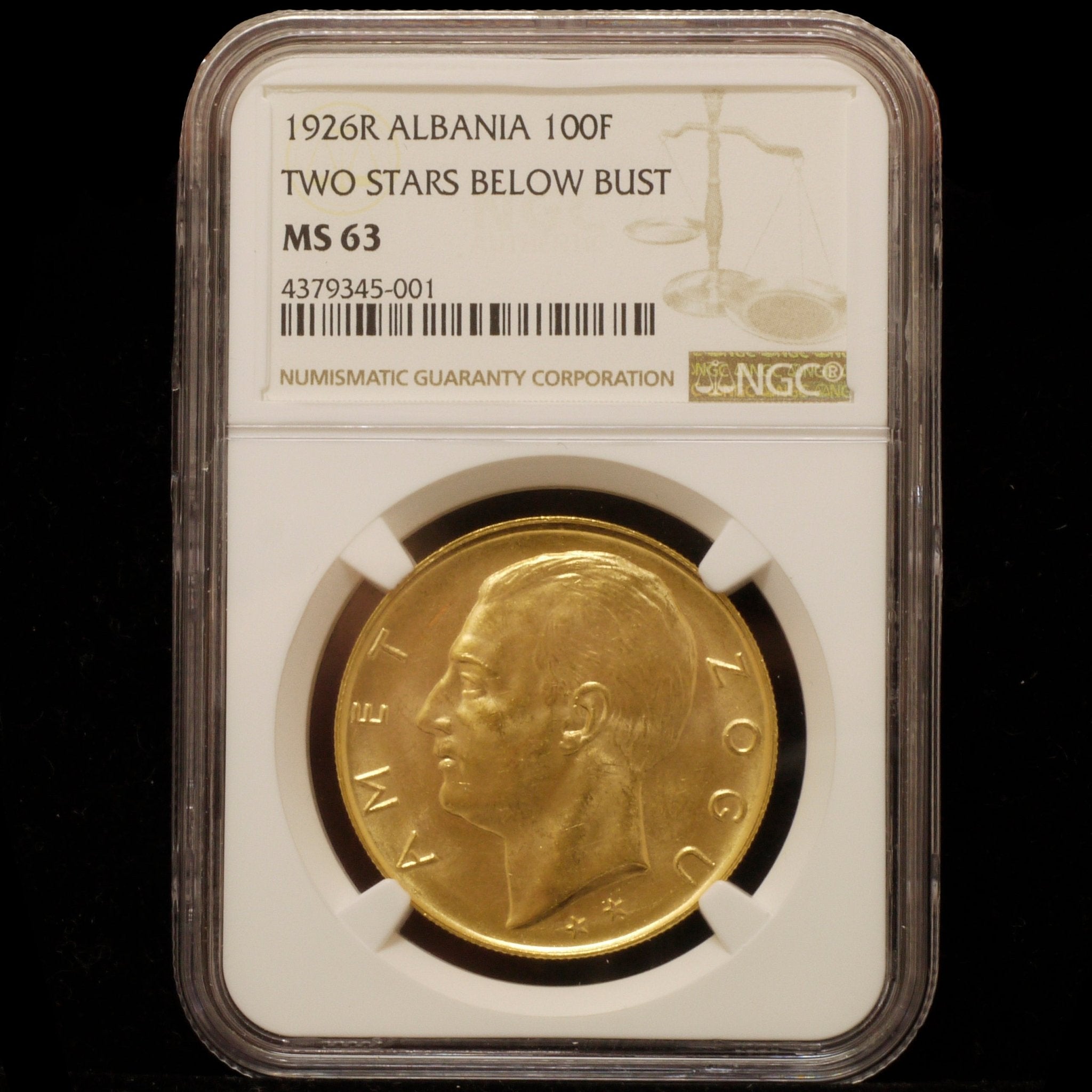 アルバニア 100フランガ・アリ金貨 1926年 ローマ鋳 ゾグー1世 2つ星タイプ - NJ BUYER'S MARKETPLACE