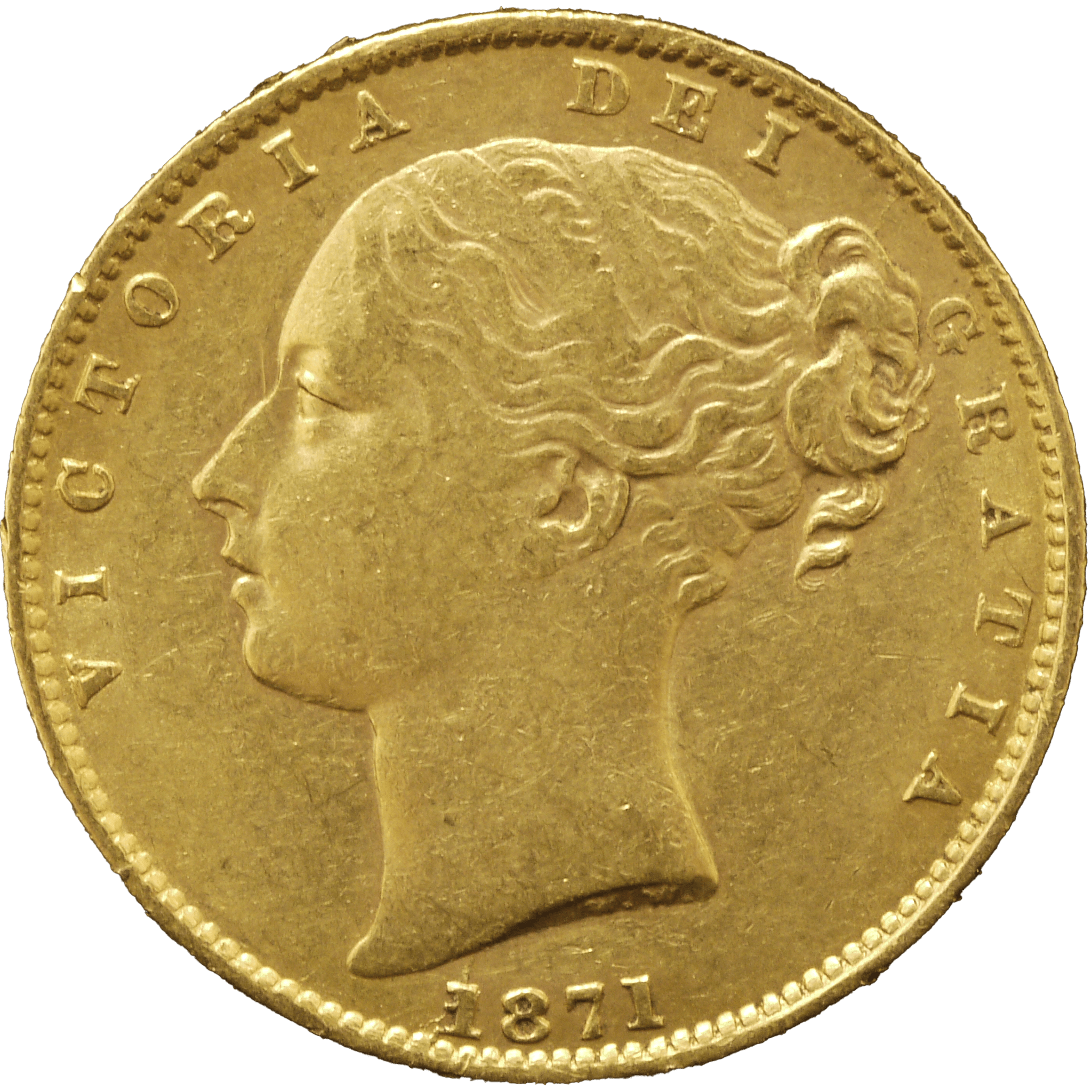イギリス ソヴリン金貨 1871年 ロンドン鋳 ヴィクトリア シールドタイプ ダイNo.9 - NJ BUYER'S MARKETPLACE