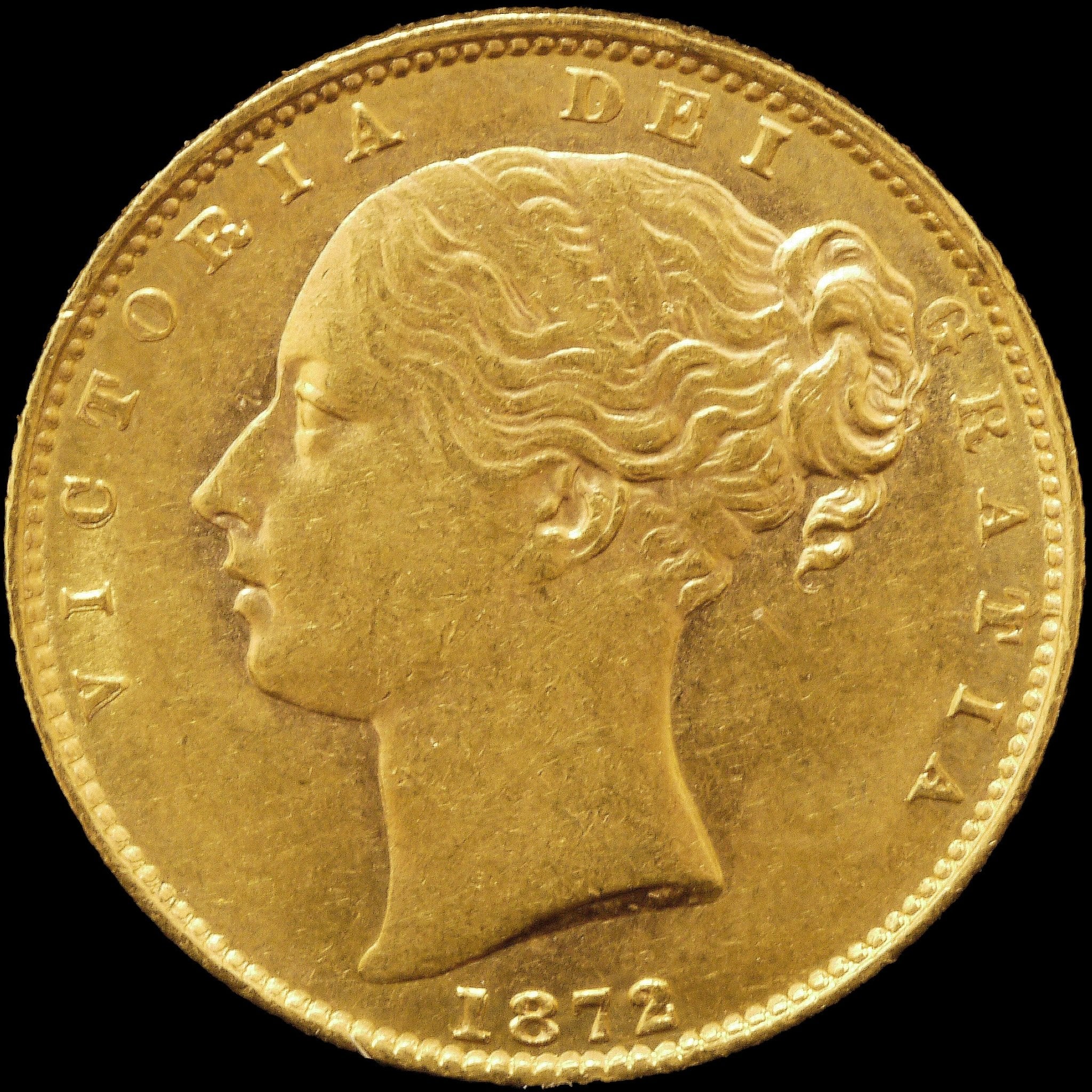 イギリス ソヴリン金貨 1872年 ロンドン鋳 ヴィクトリア シールドタイプ ダイNo.11 - NJ BUYER'S MARKETPLACE