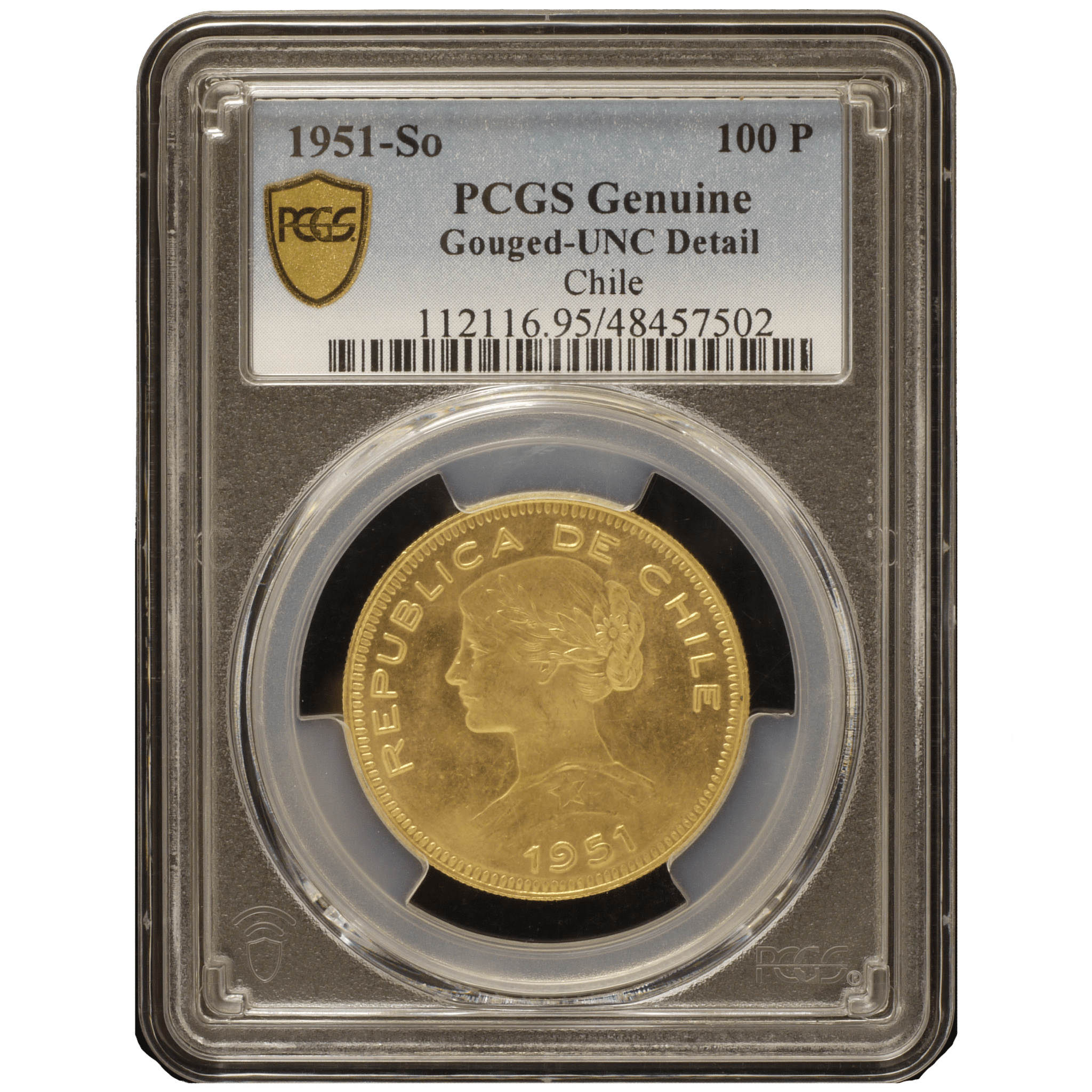 チリ 100ペソ金貨 1951年 サンディアゴ鋳 PCGS UNC Details - NJ BUYER'S MARKETPLACE