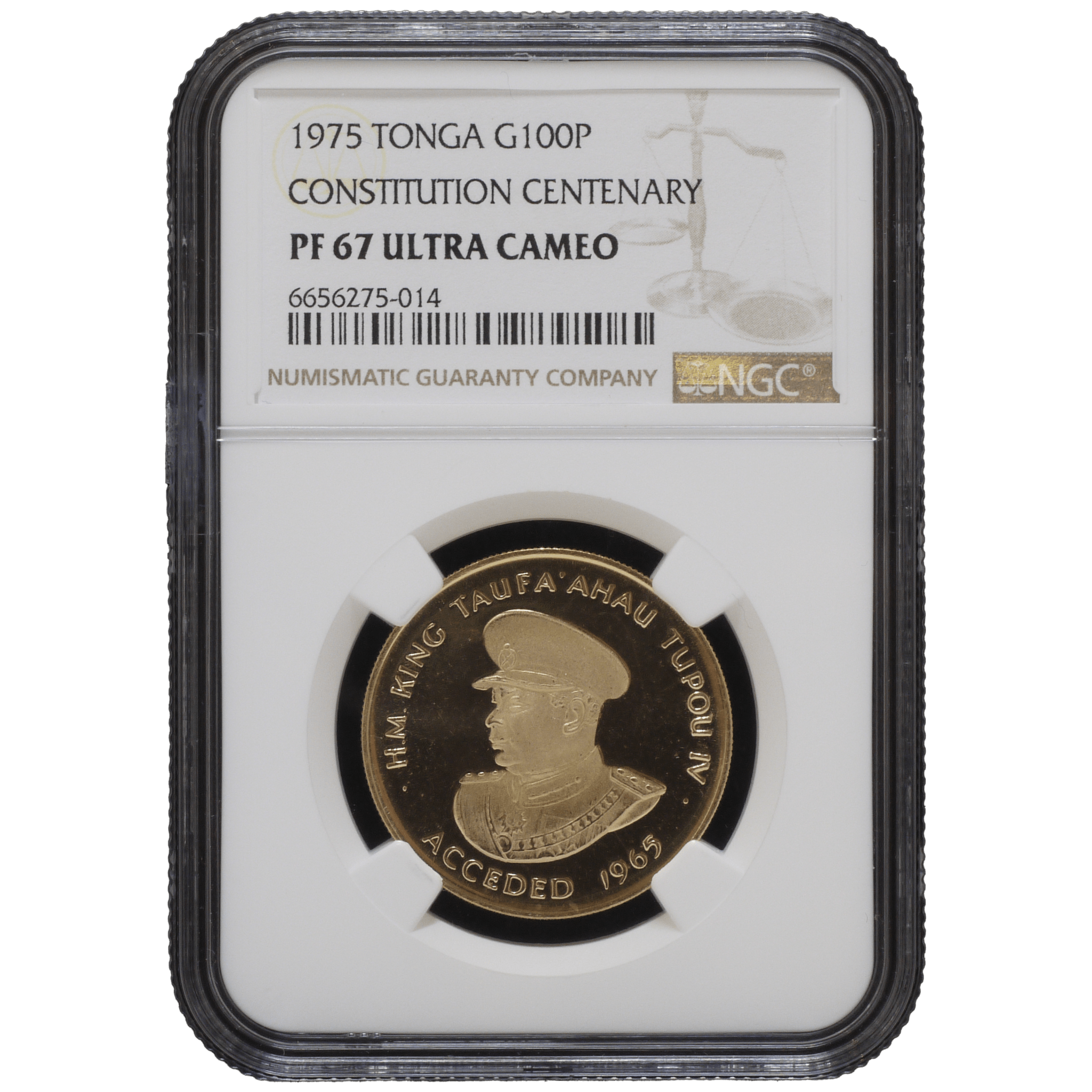 トンガ 100パアンガ金貨 1975年 NGC PF67UC タウファアハウトゥポウ4世即位10周年 - NJ BUYER'S MARKETPLACE
