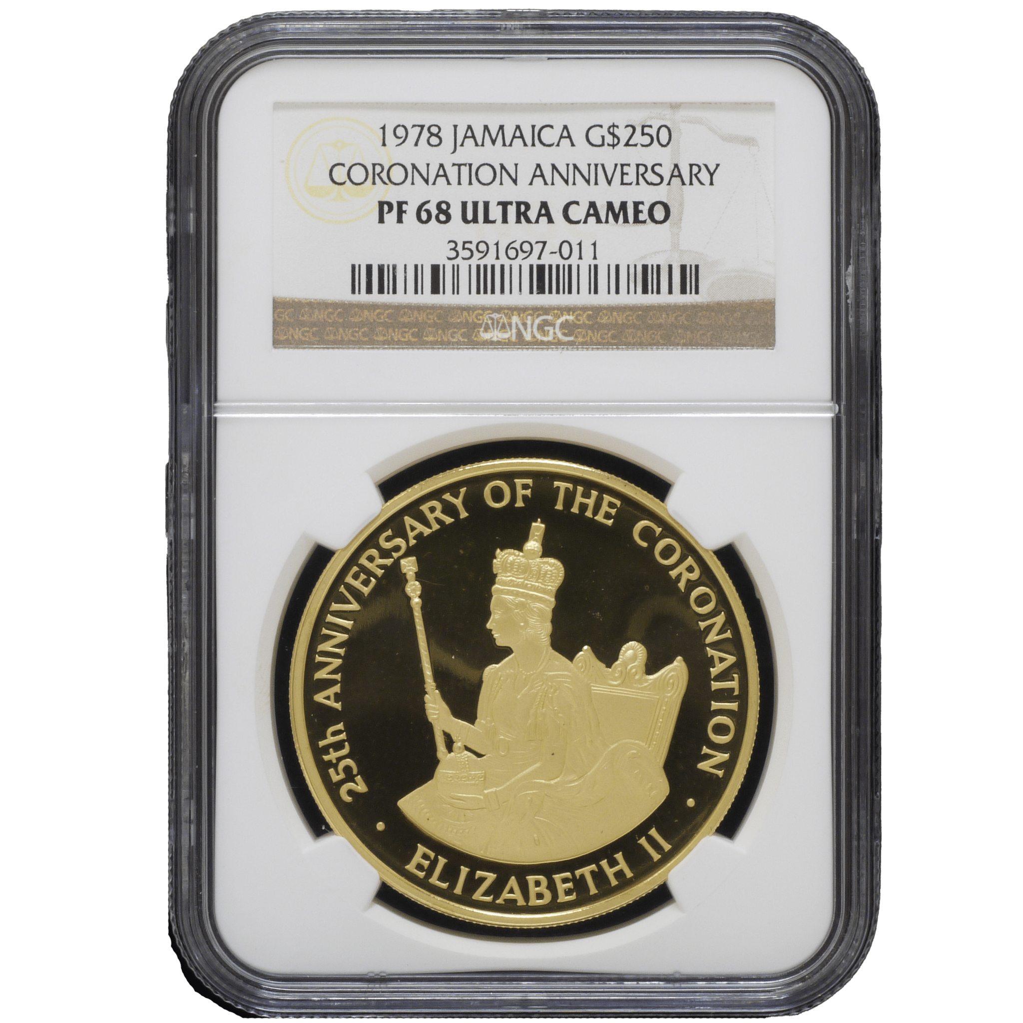 ジャマイカ 250ドル金貨 1978年 NGC PF68UC エリザベス2世在位25周年 - NJ BUYER'S MARKETPLACE