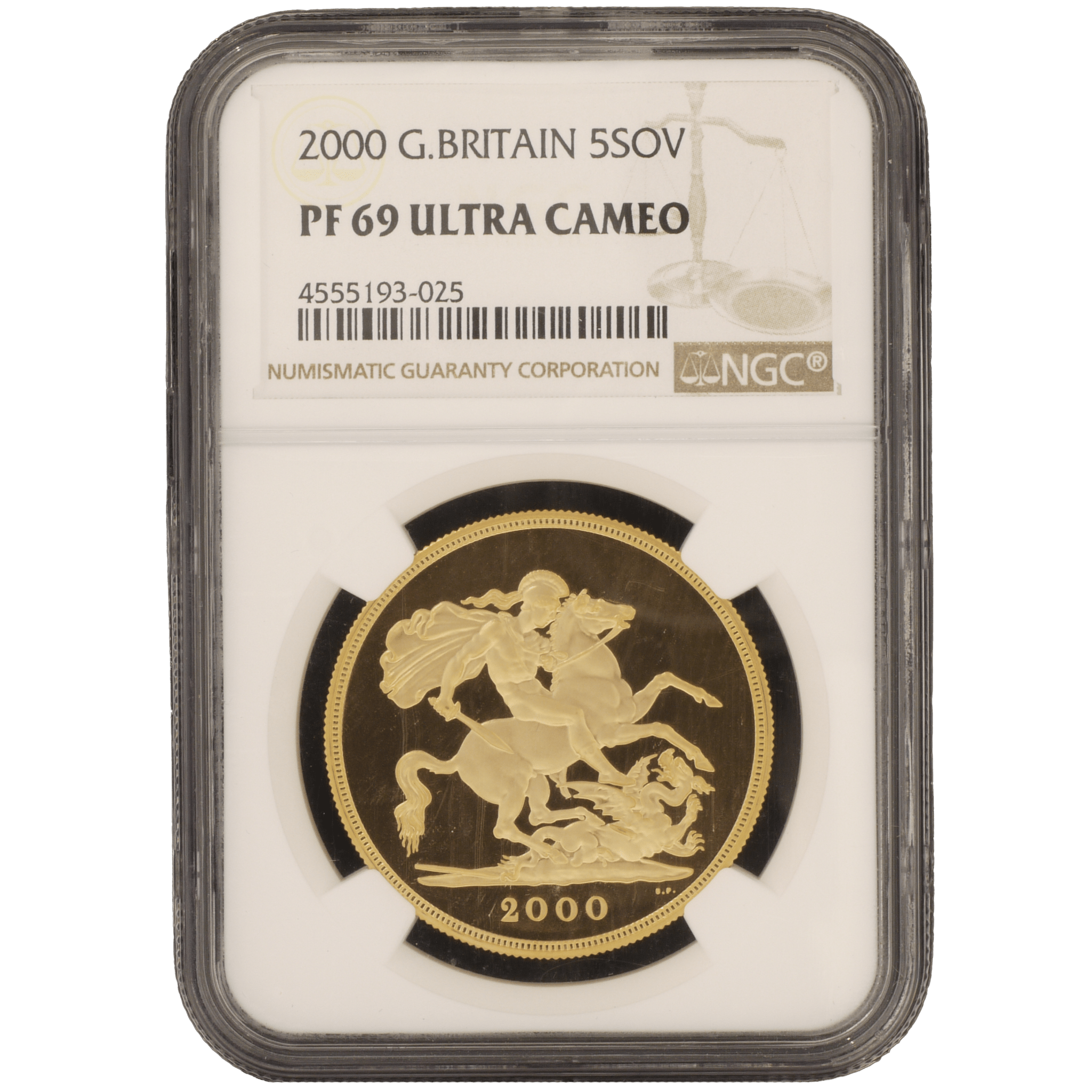 イギリス 5ポンド金貨 2000年 エリザベス2世 聖ジョージの竜退治 - NJ BUYER'S MARKETPLACE